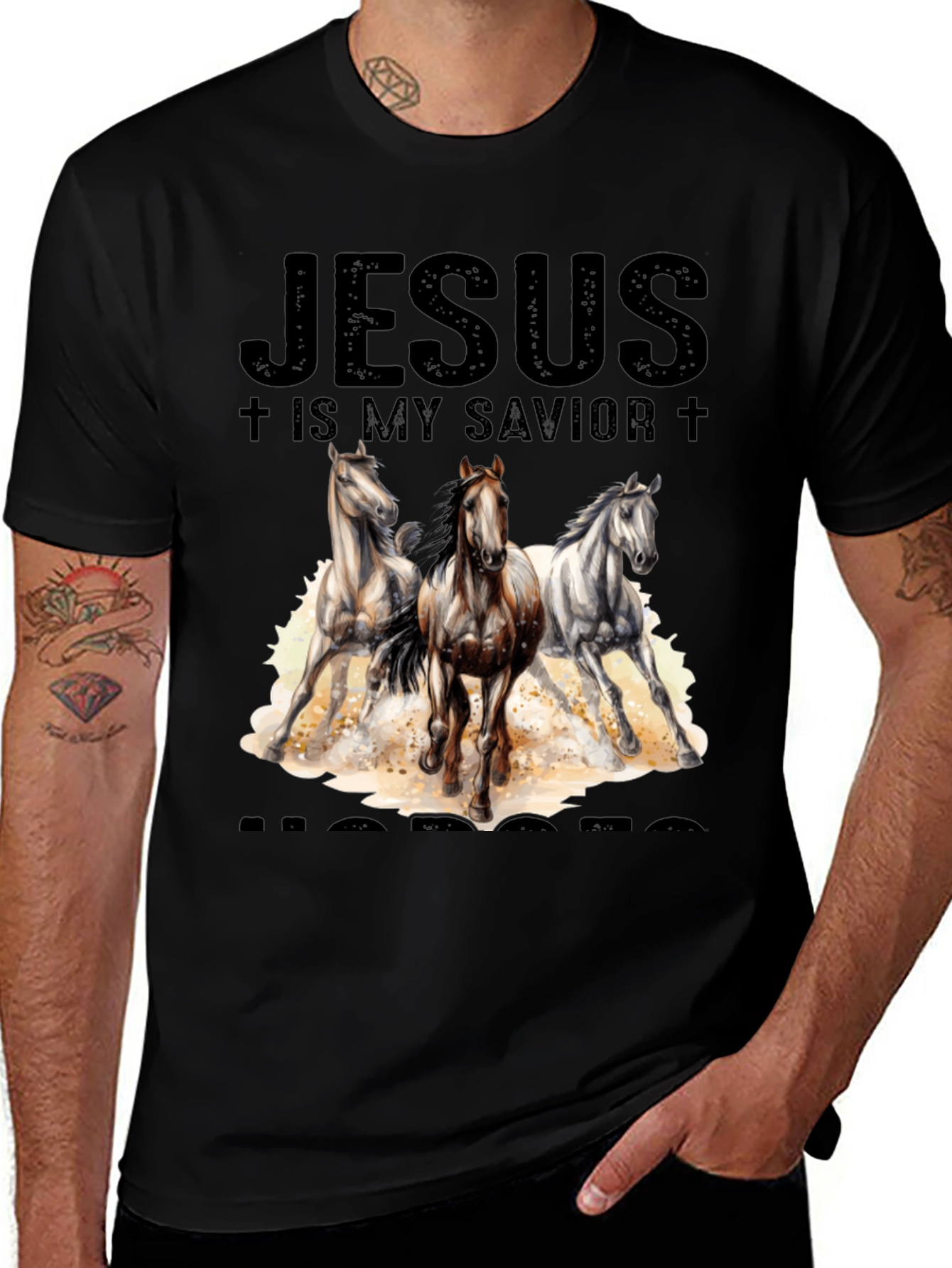 Variant 2 of Jesus is My Savior Horses T-Shirt