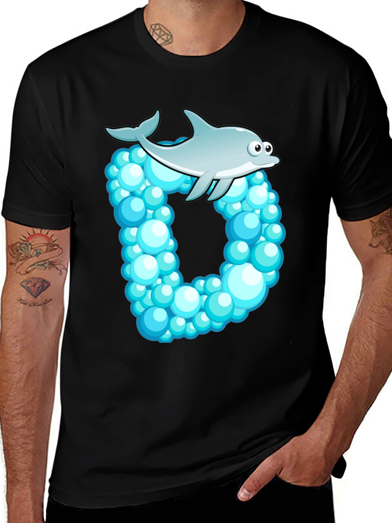 Variant 30 of Dolphin Bubble Letter Graphic Tee