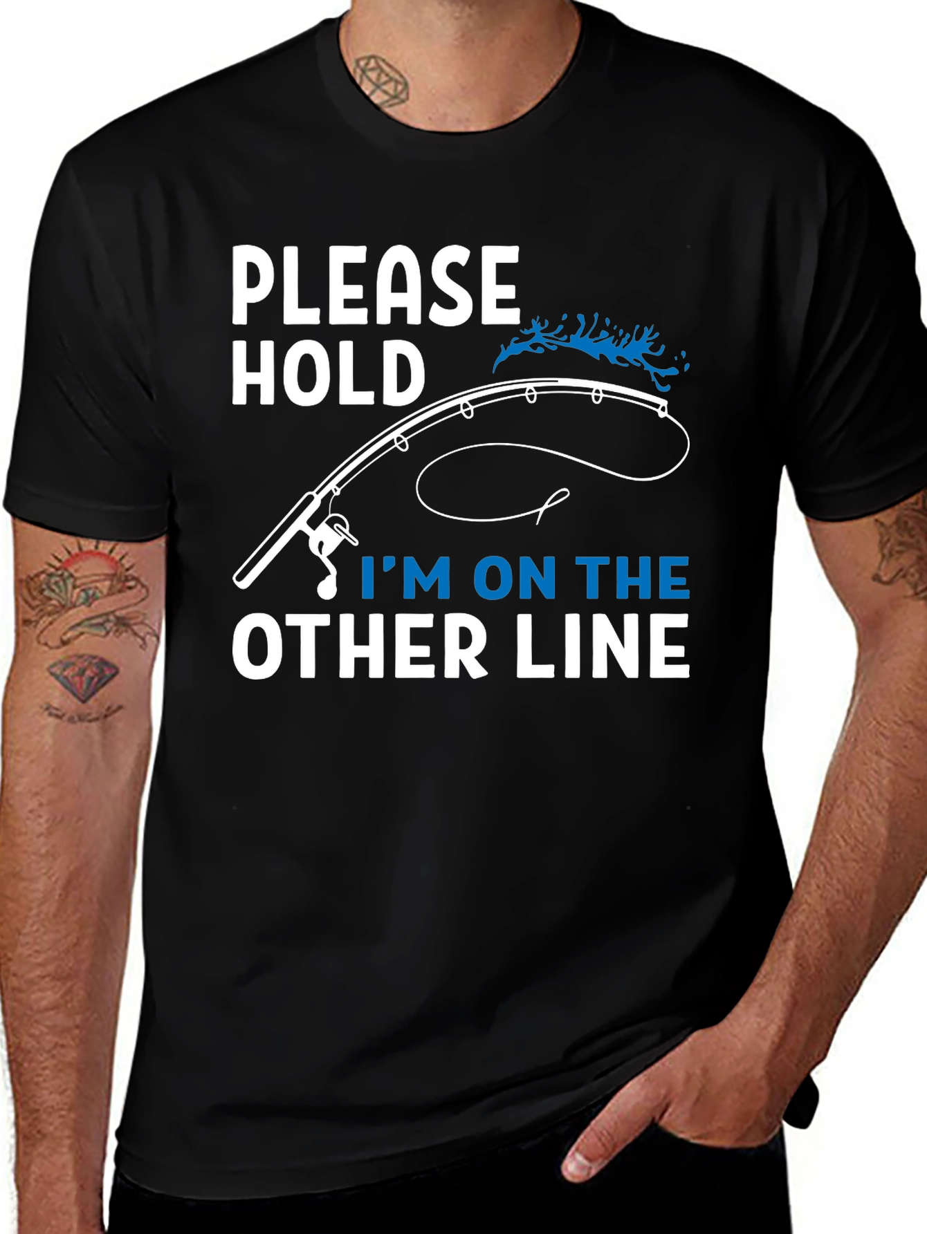 Variant 21 of Funny Fishing T-Shirt: Please Hold, I'm on the Other Line