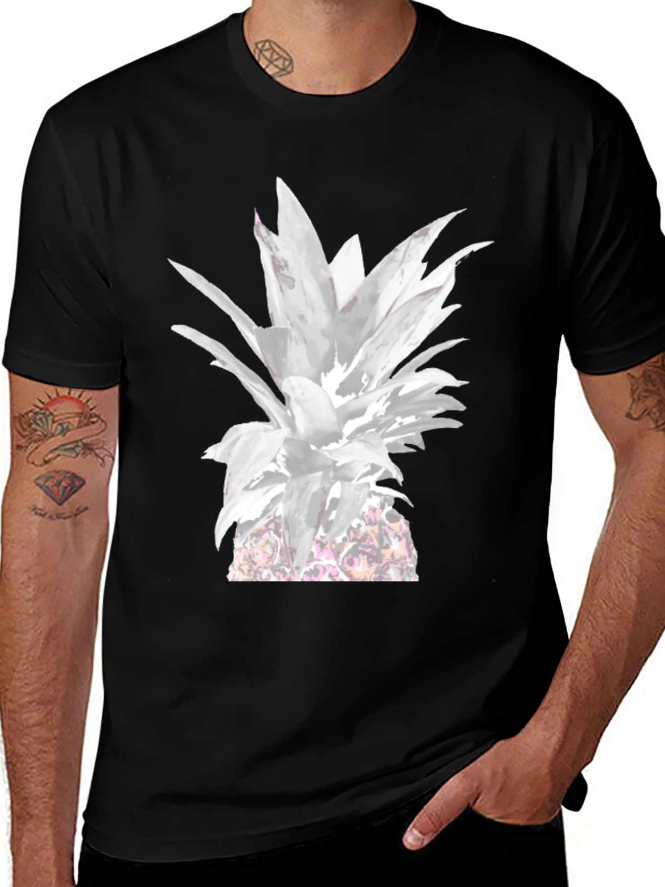 Variant 11 of Black T-Shirt with Pineapple Graphic