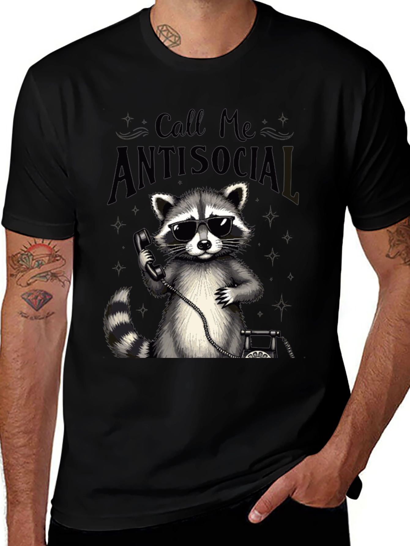 Variant 27 of Antisocial Raccoon Graphic Tee