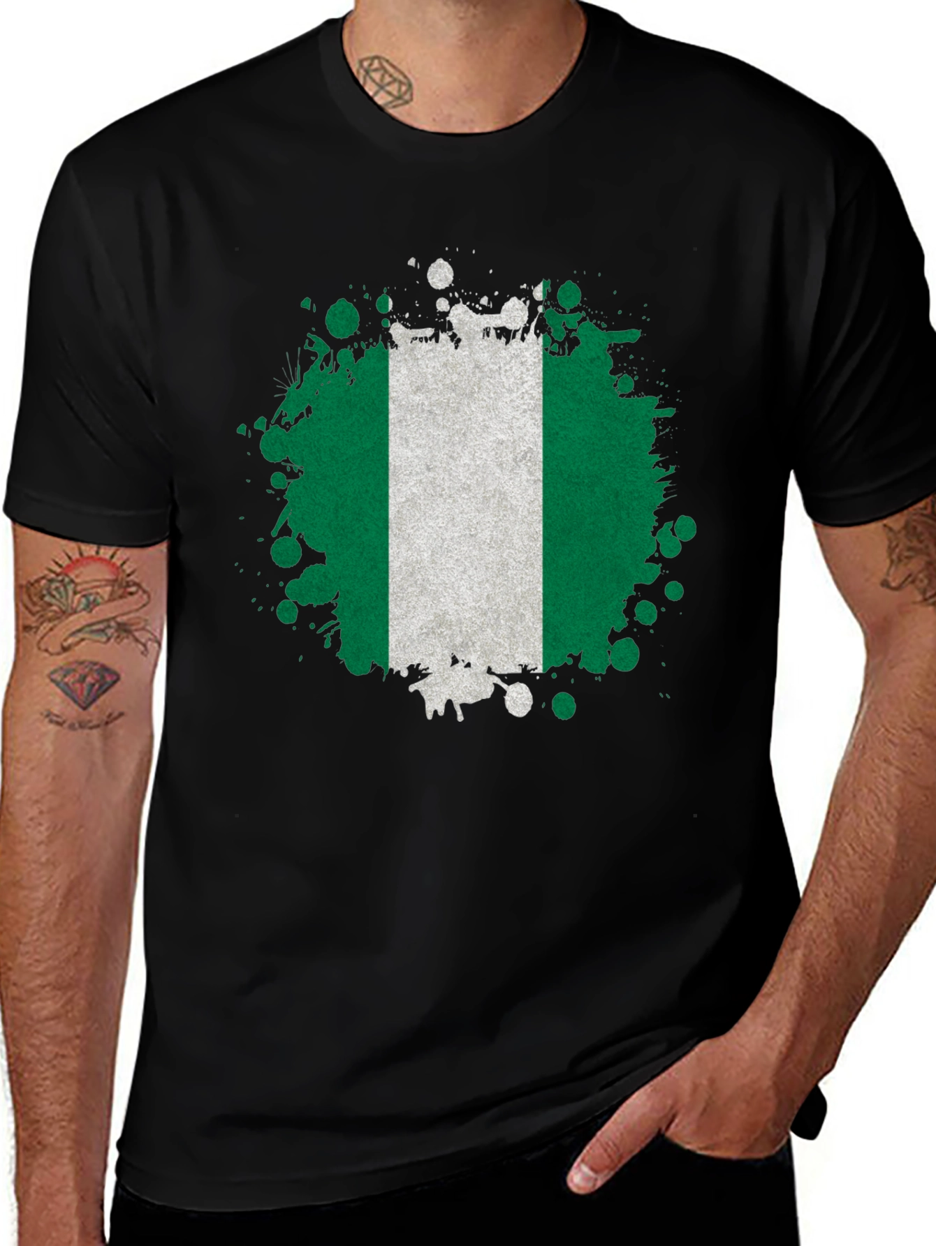 Nigeria Flag Splatter T-Shirt
