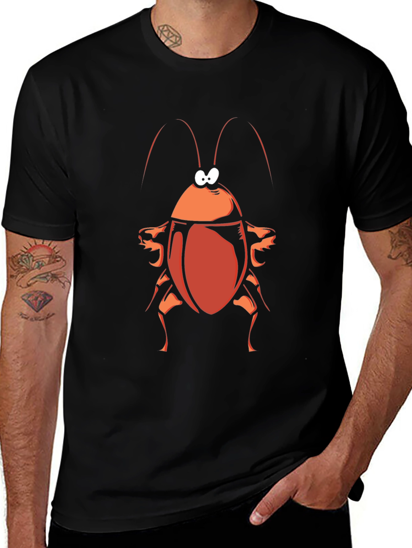 Black Cartoon Cockroach Graphic Tee - Black main image