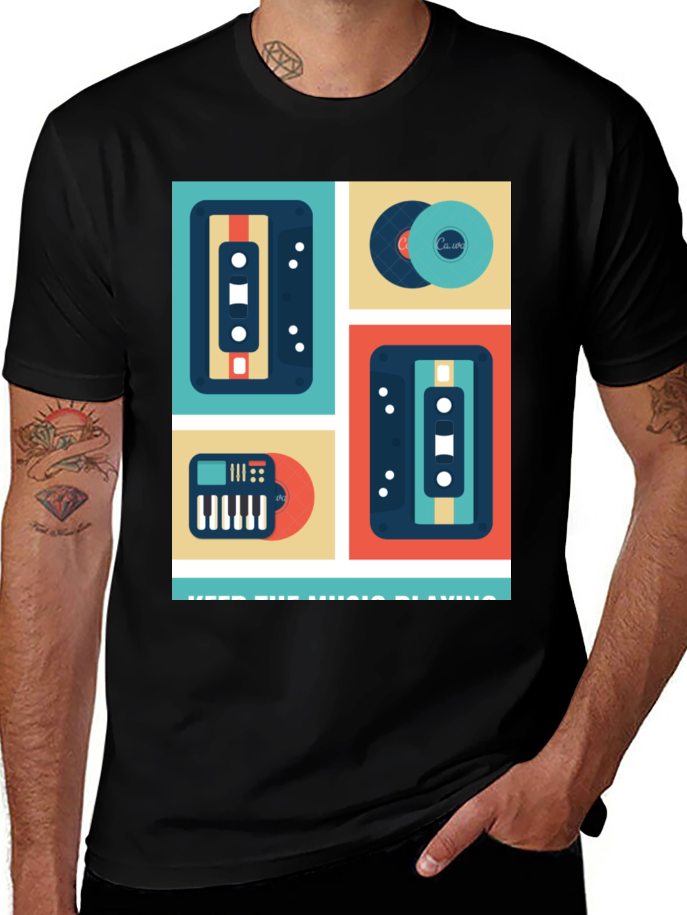 Variant 13 of Retro Music Lover T-Shirt - Keep The Music Playing!