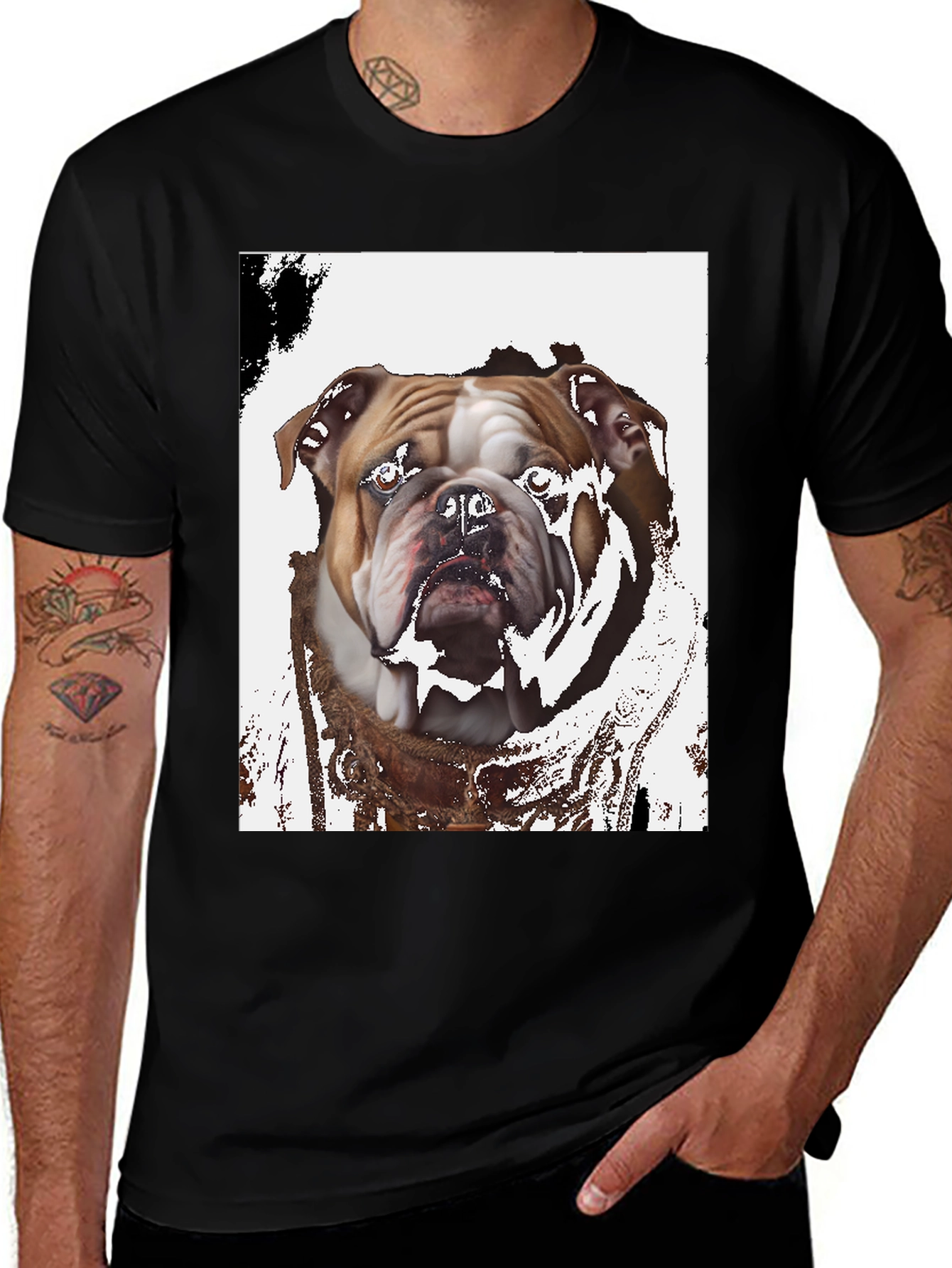 Variant 24 of Bulldog Graphic Print Black T-Shirt