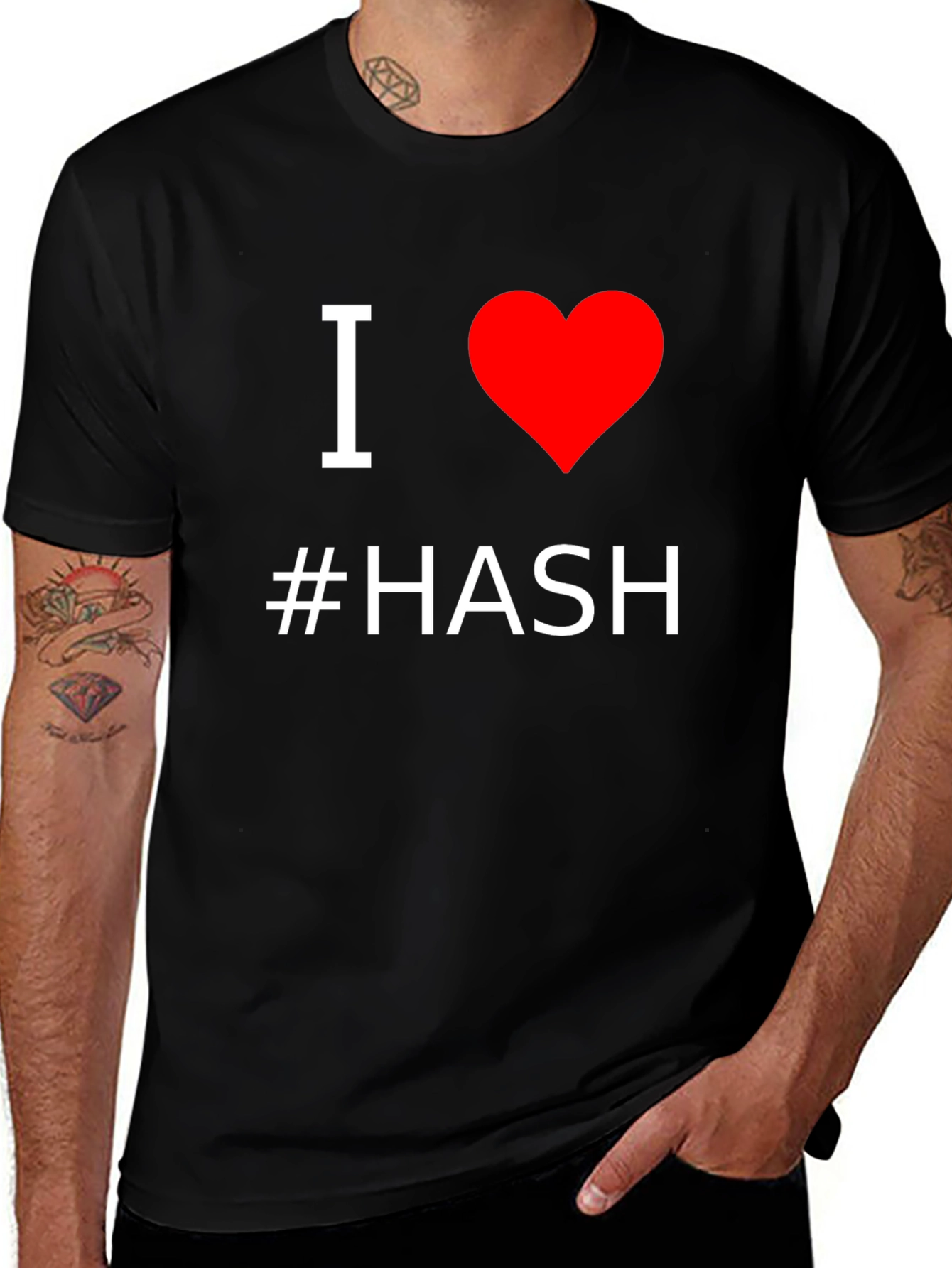 Variant 19 of I Love #Hash T-Shirt - Black Cotton Graphic Tee