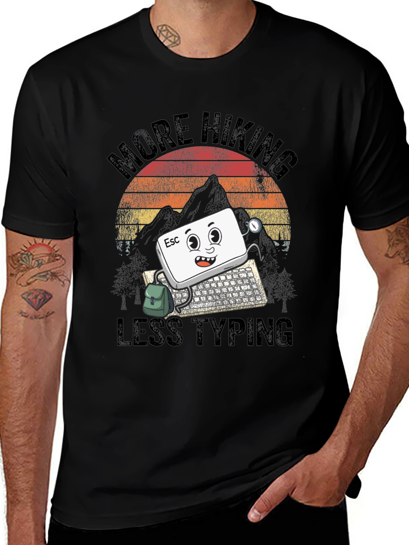 Variant 19 of More Hiking Less Typing Graphic Tee