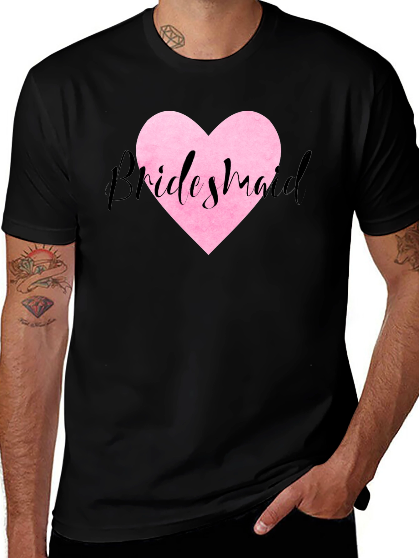 Variant 9 of Bridesmaid Heart T-Shirt - Black