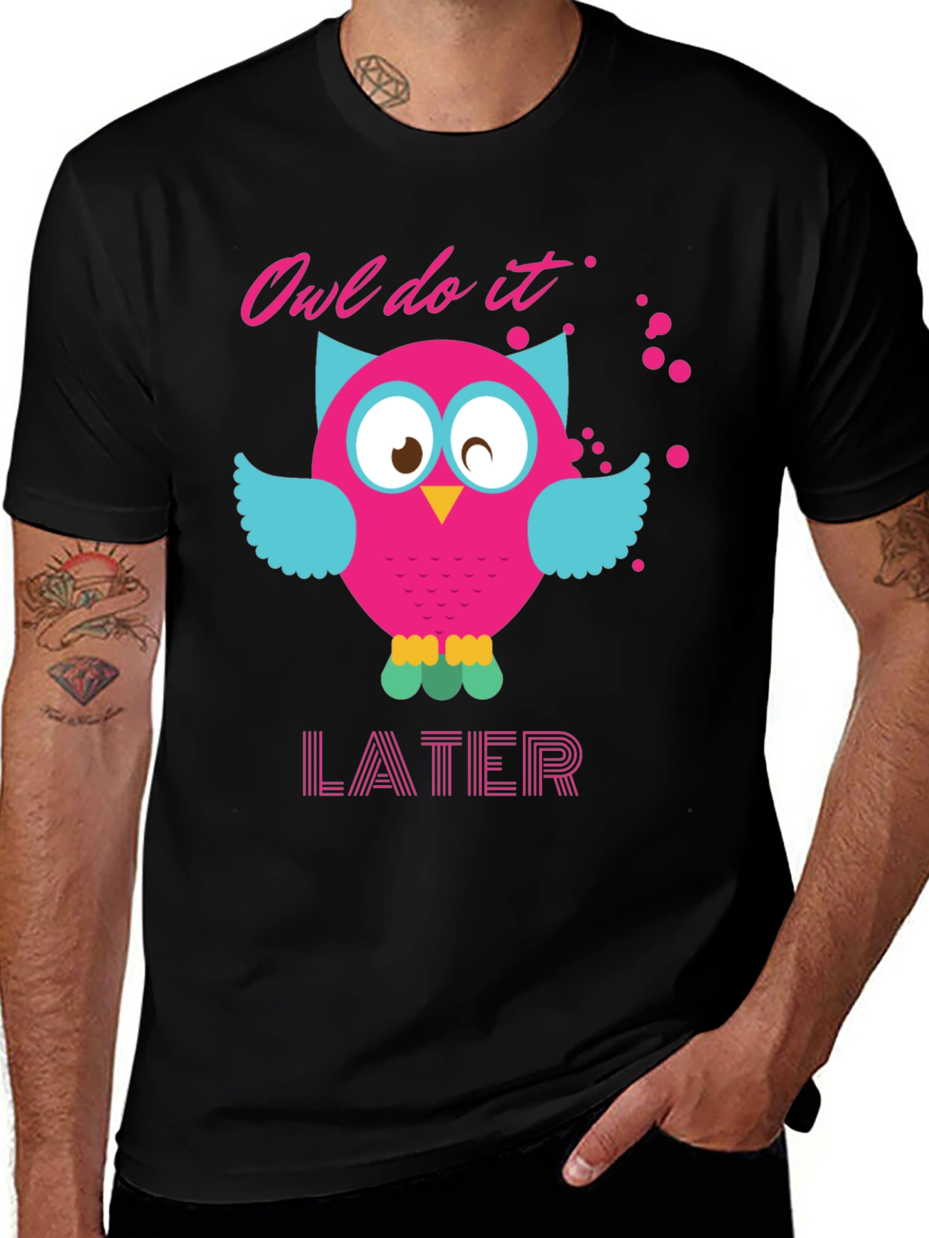 Variant 22 of Owl Do It Later T-Shirt - Funny Cartoon Graphic Tee