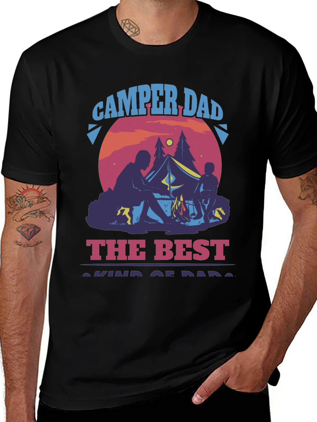 Variant 9 of Camper Dad Graphic T-Shirt - Best Dad Camping Shirt