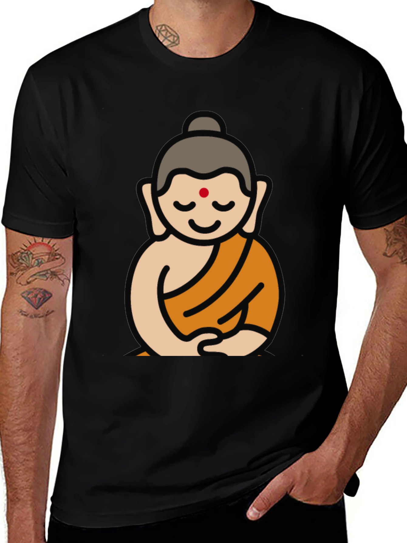 Buddha Graphic Black T-Shirt - Spiritual Design