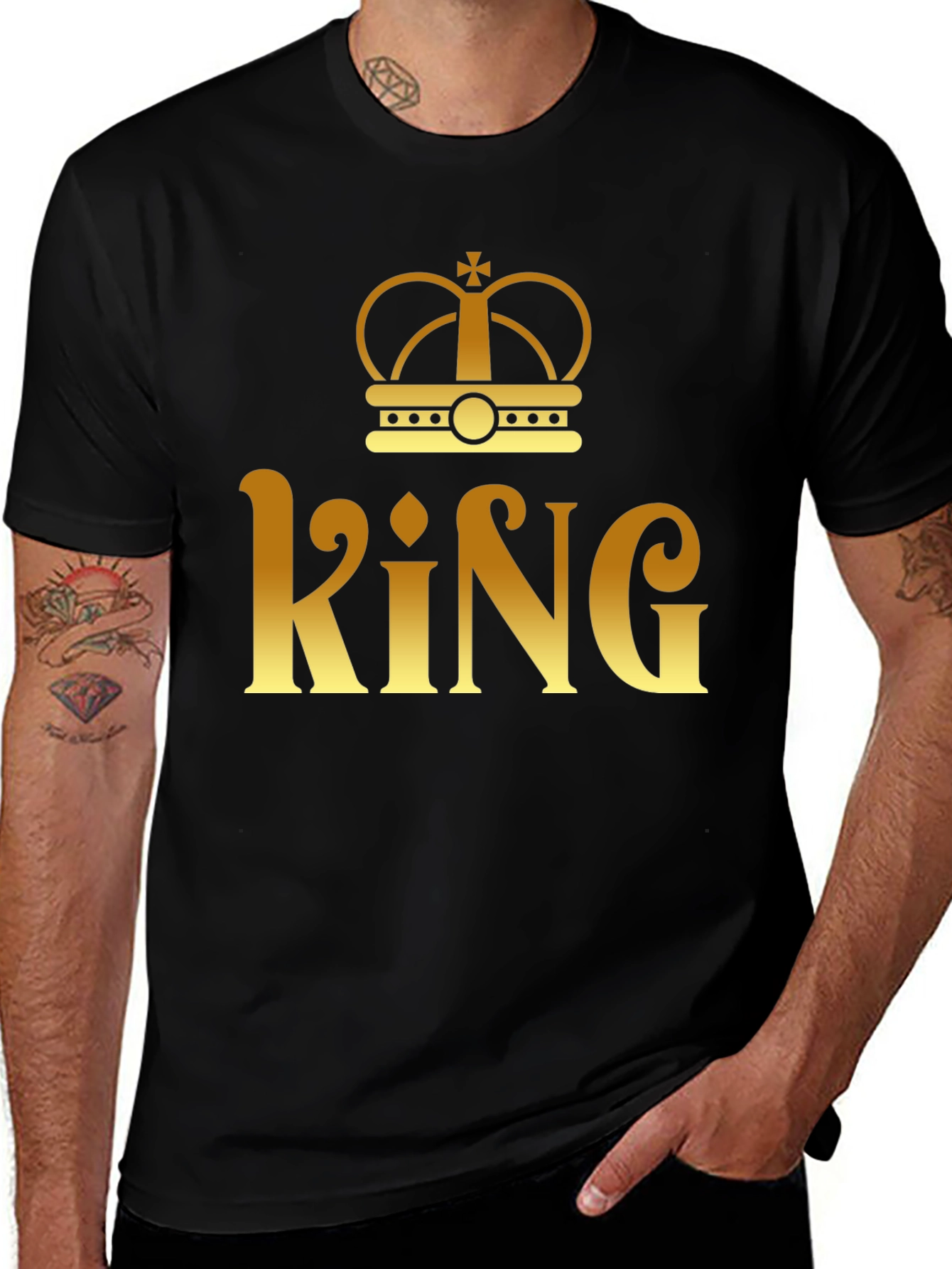 Black King Crown Graphic T-Shirt - Mens Fashion main image