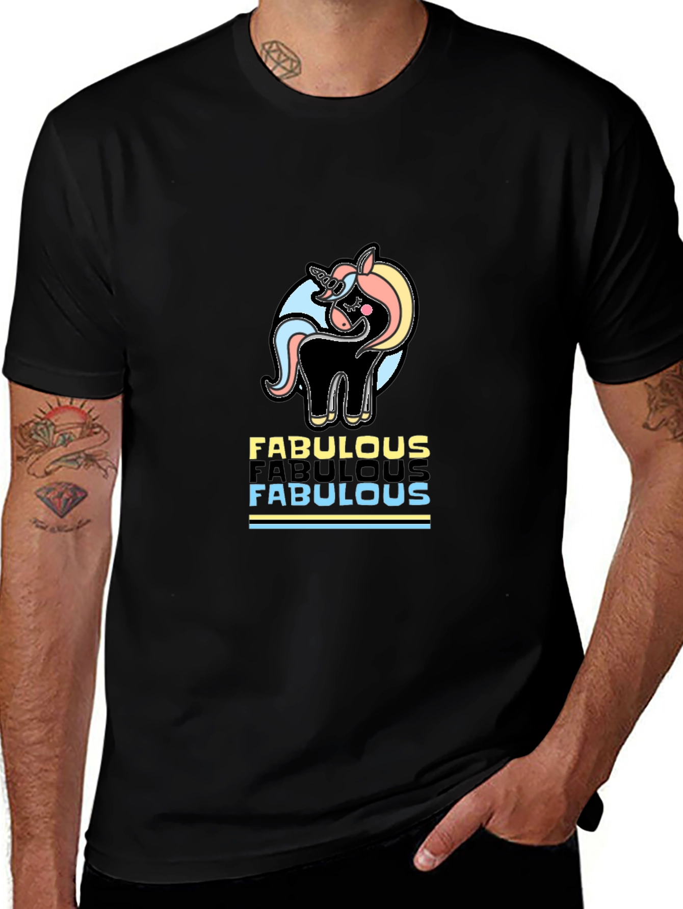 Black Fabulous Unicorn Graphic Tee - Black Cotton Comfort main image