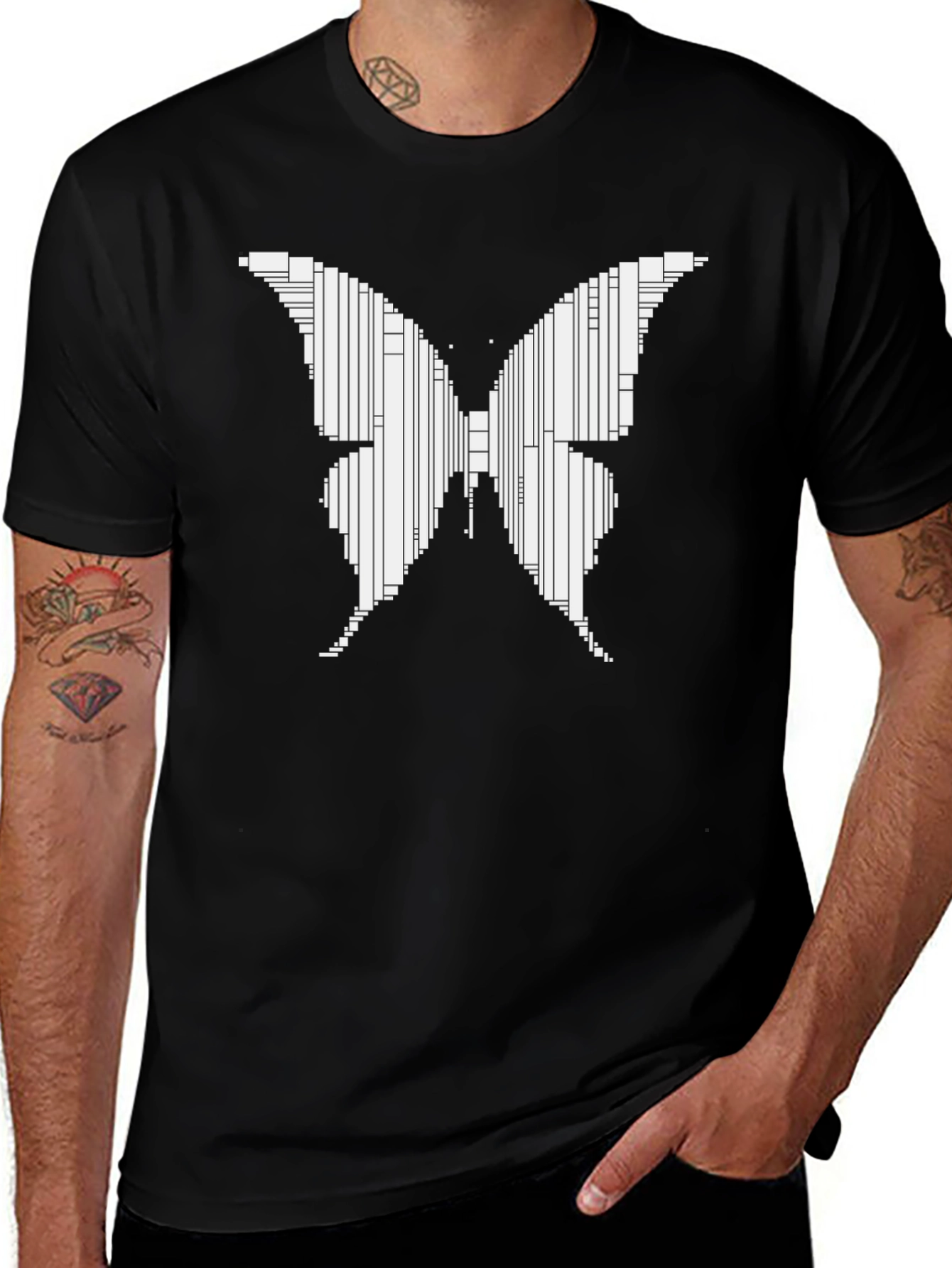 Geometric Butterfly Graphic Tee - Modern Art T-Shirt