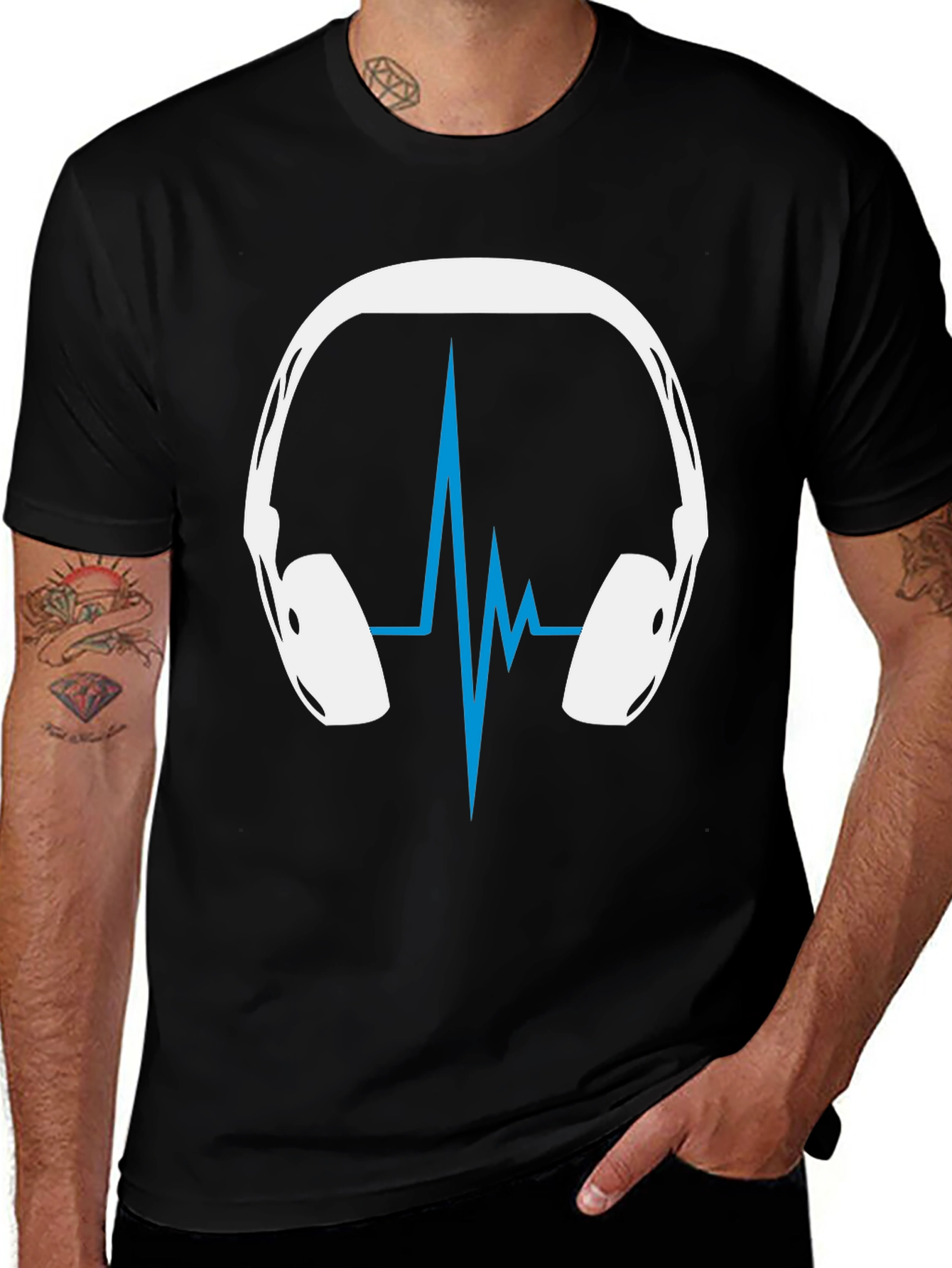 Variant 15 of Headphones Heartbeat Graphic Tee - Music Lover Shirt