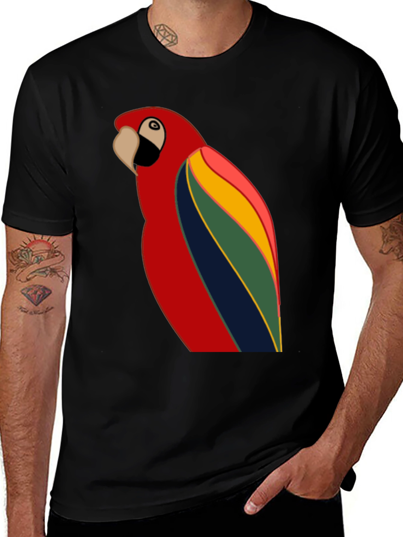 Variant 17 of Parrot Graphic T-Shirt - Black Crew Neck Tee