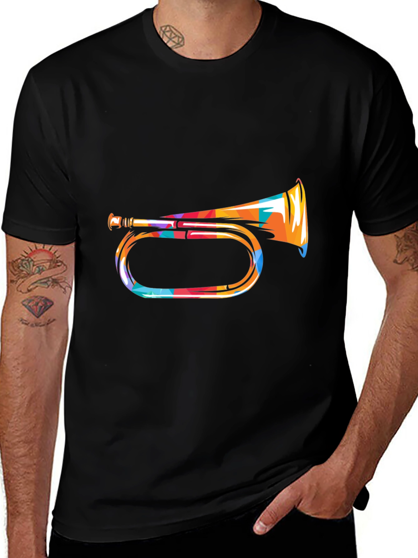 Variant 18 of Stylish Trumpet Graphic Black T-Shirt