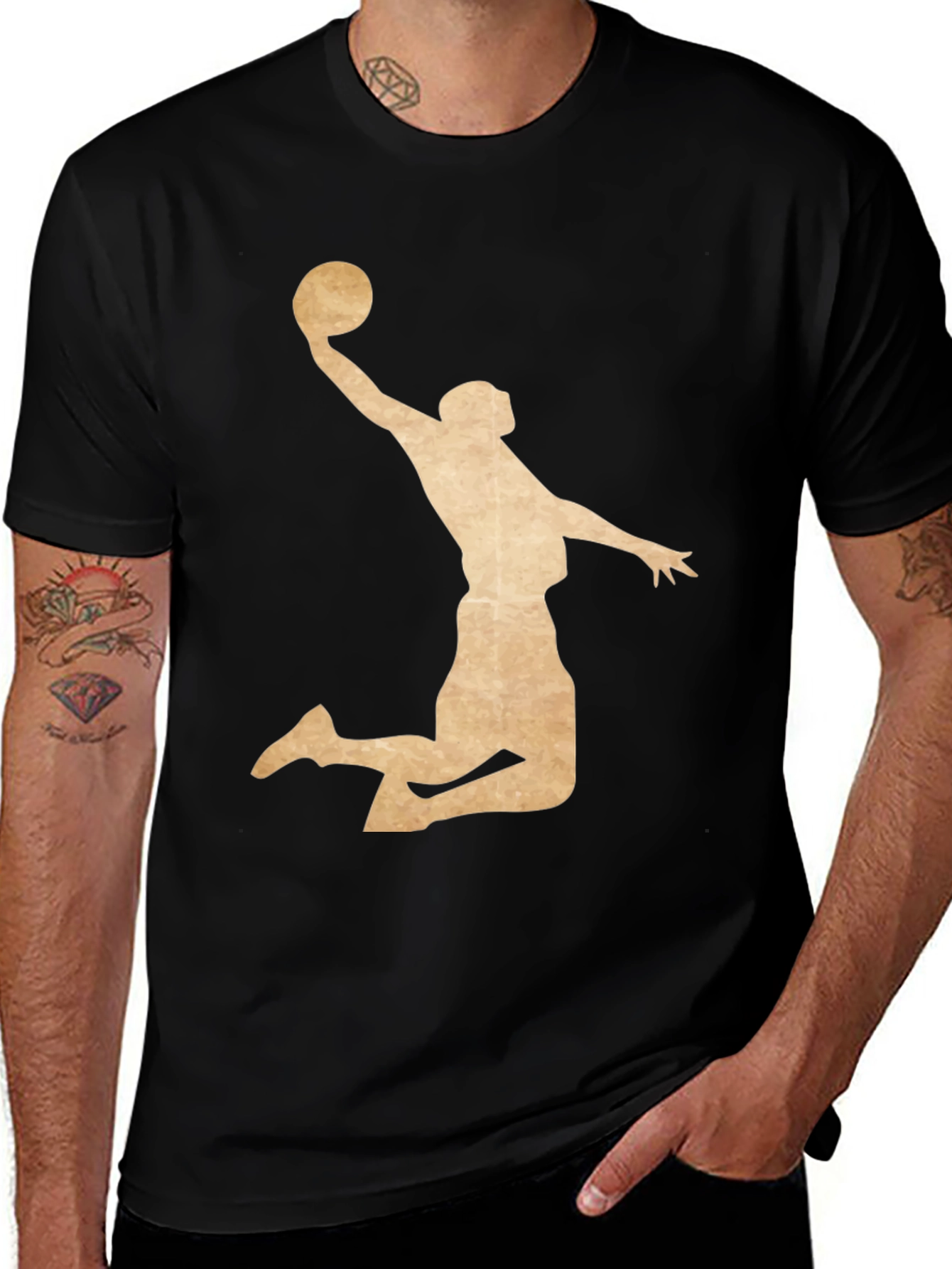 Variant 25 of Basketball Player Graphic Tee - Black Cotton T-Shirt