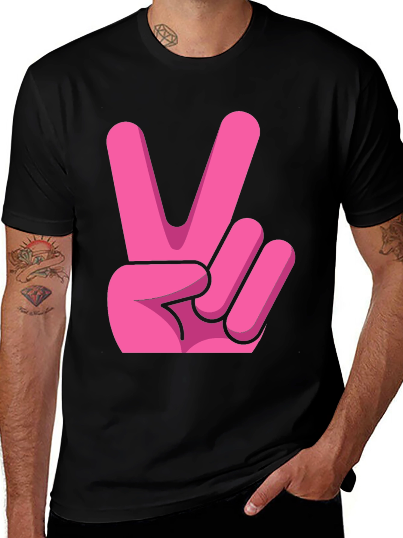 Variant 7 of Pink Peace Sign Graphic Tee