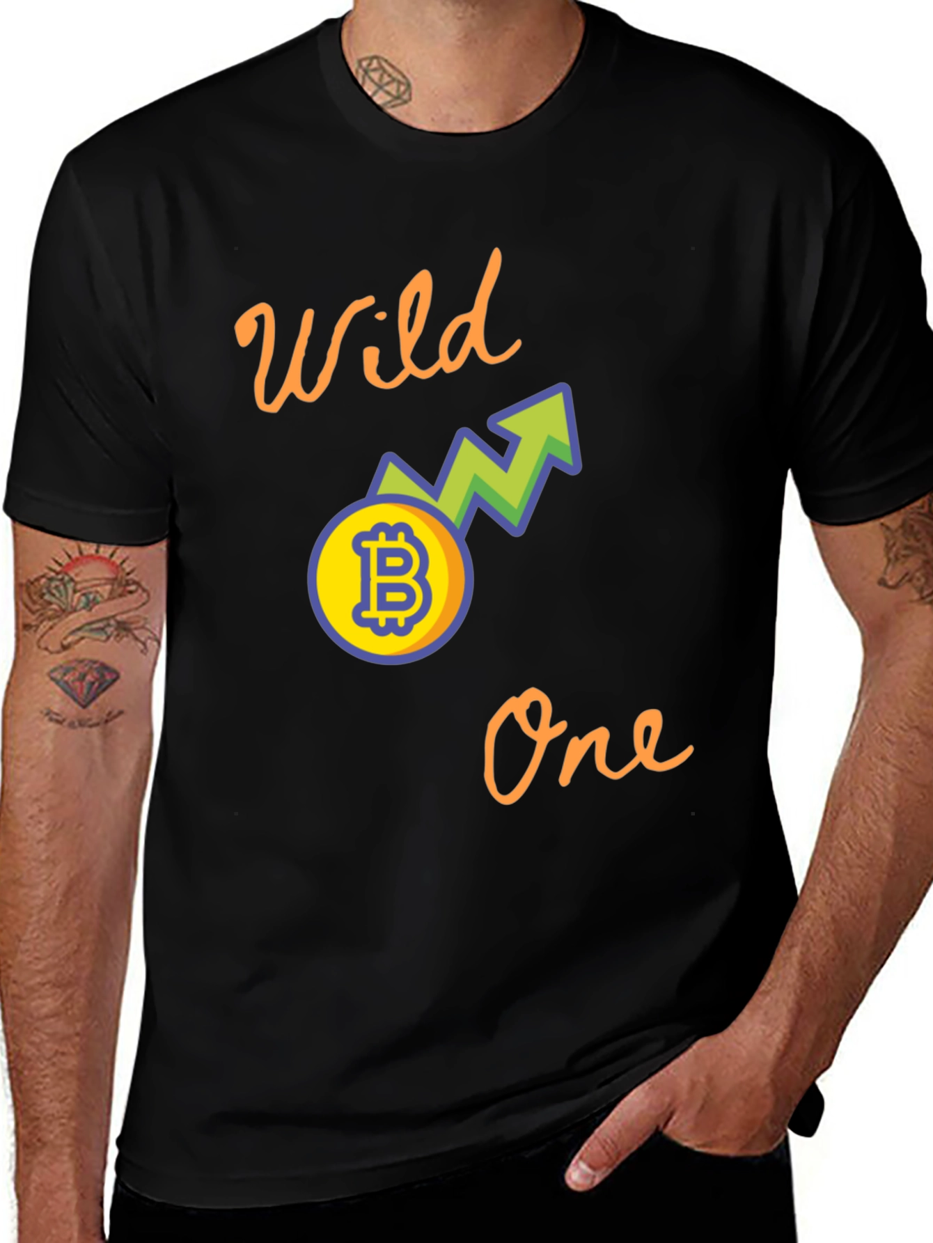 Variant 28 of Wild One Bitcoin Graphic Tee - Black Casual T-Shirt