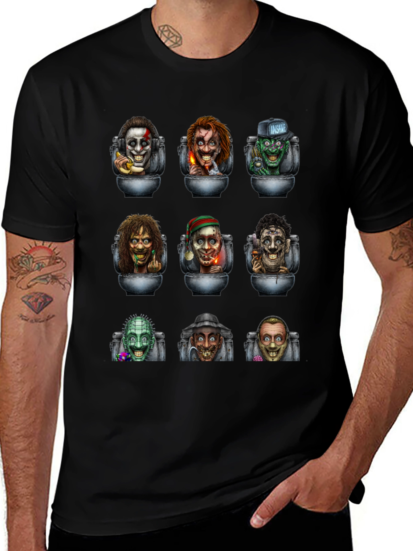 Black Horror Movie Character T-Shirt main image