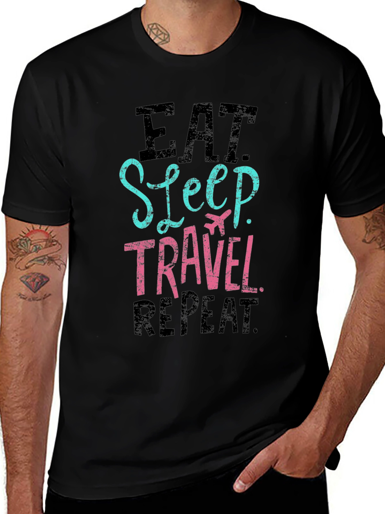 Eat Sleep Travel Repeat Graphic Tee