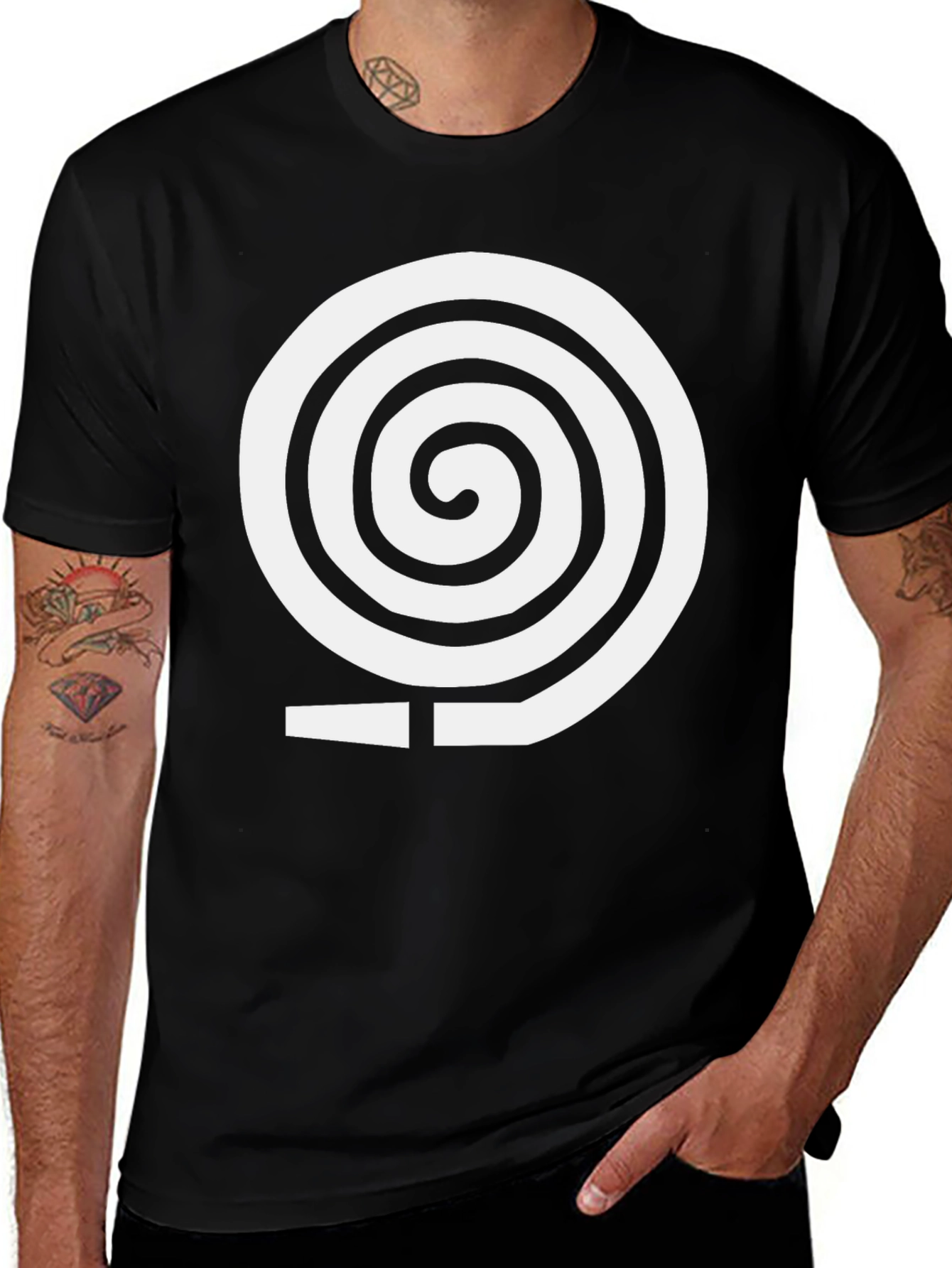 Variant 30 of Spiral Graphic Tee - Black Cotton Blend