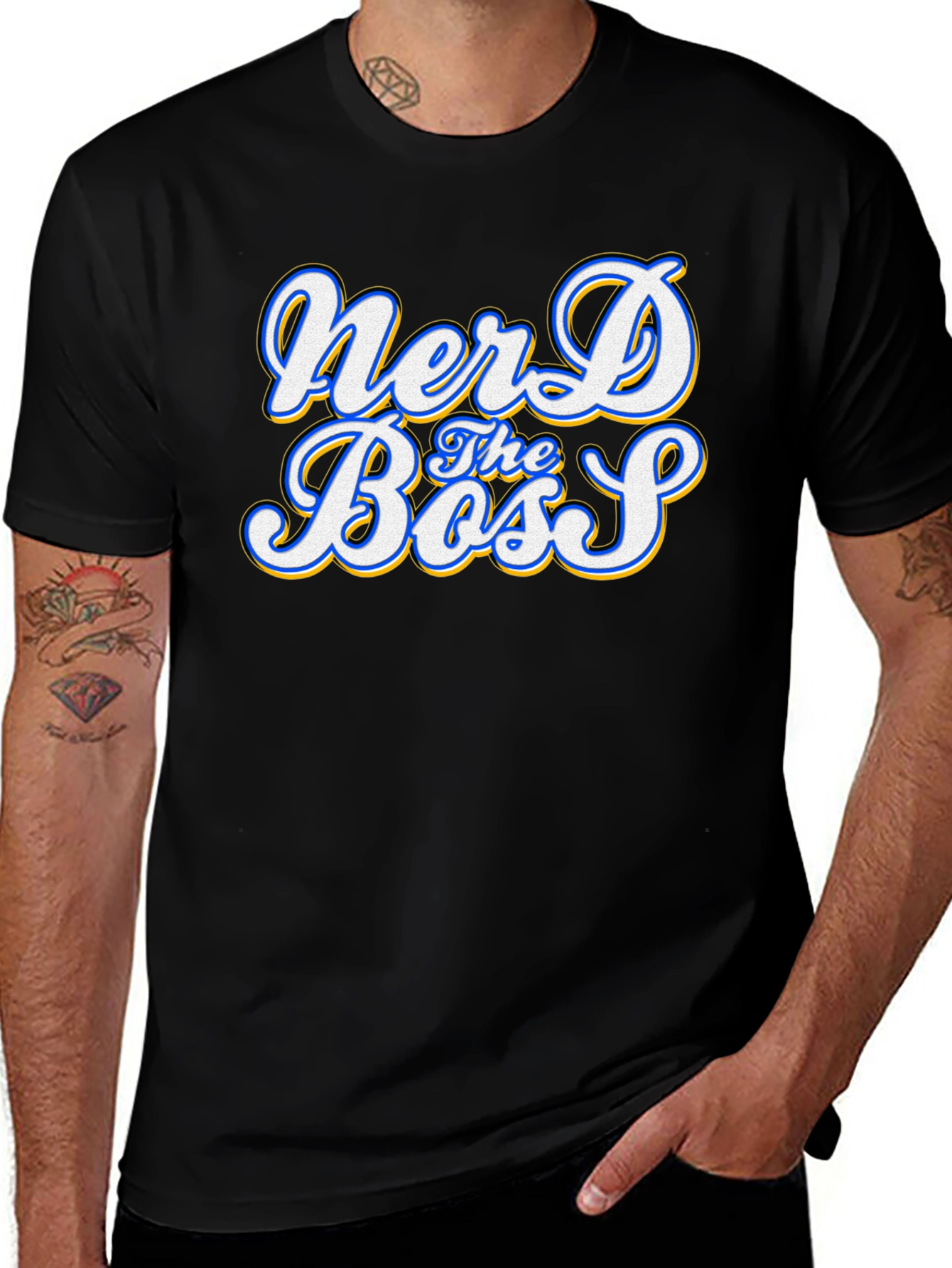 Variant 5 of Nerd The Boss Graphic T-Shirt - Black Casual Tee