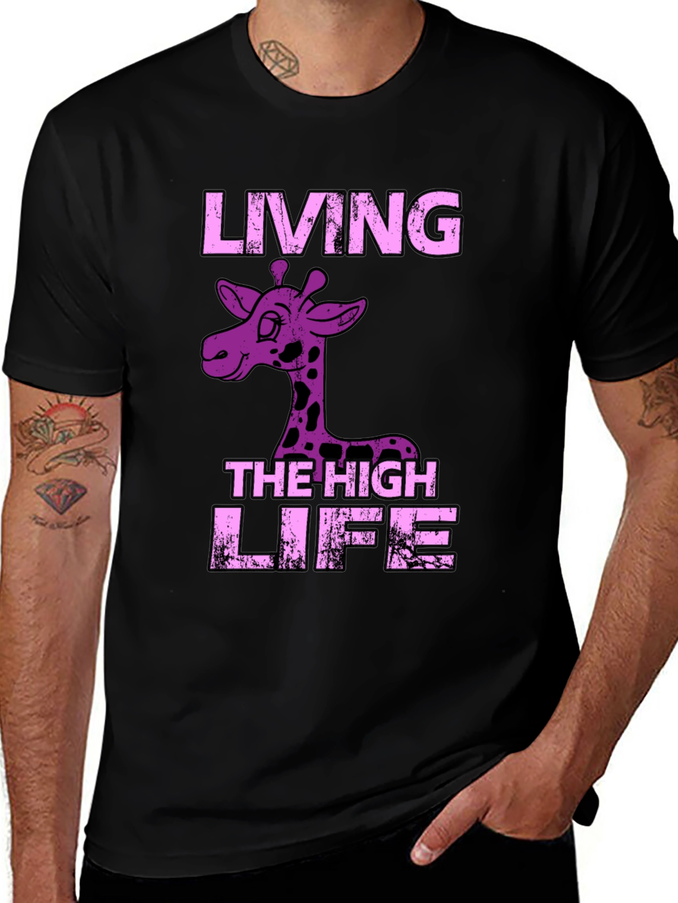 Variant 13 of Living the High Life Giraffe Graphic Tee