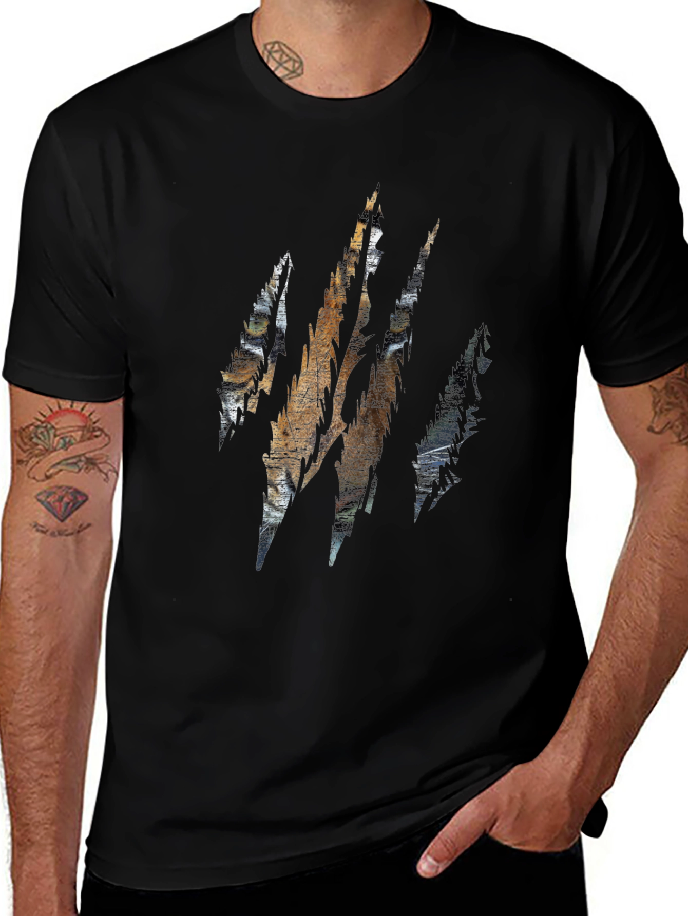 Tiger Claw Graphic Print Black T-Shirt