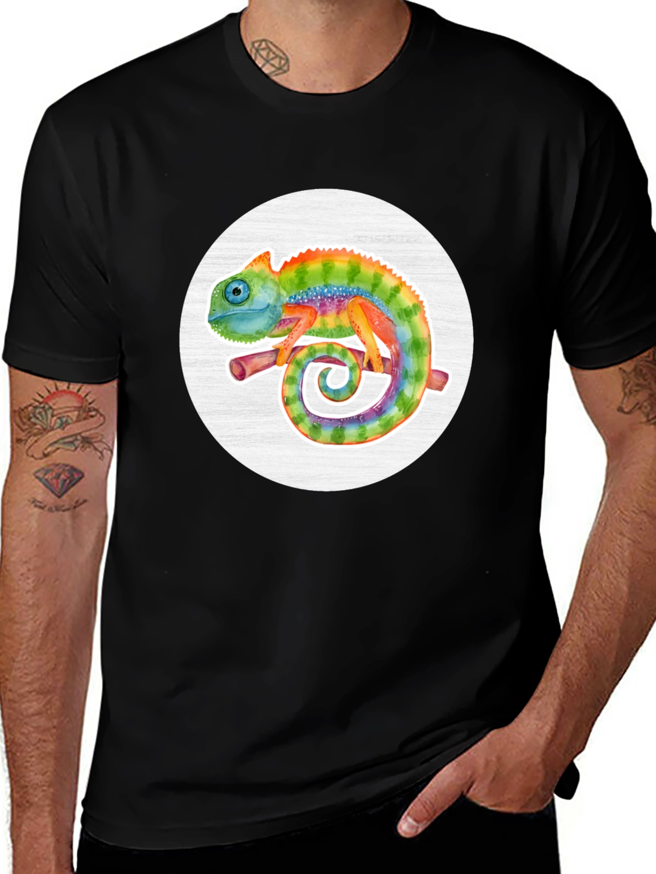Variant 21 of Rainbow Chameleon Graphic T-Shirt