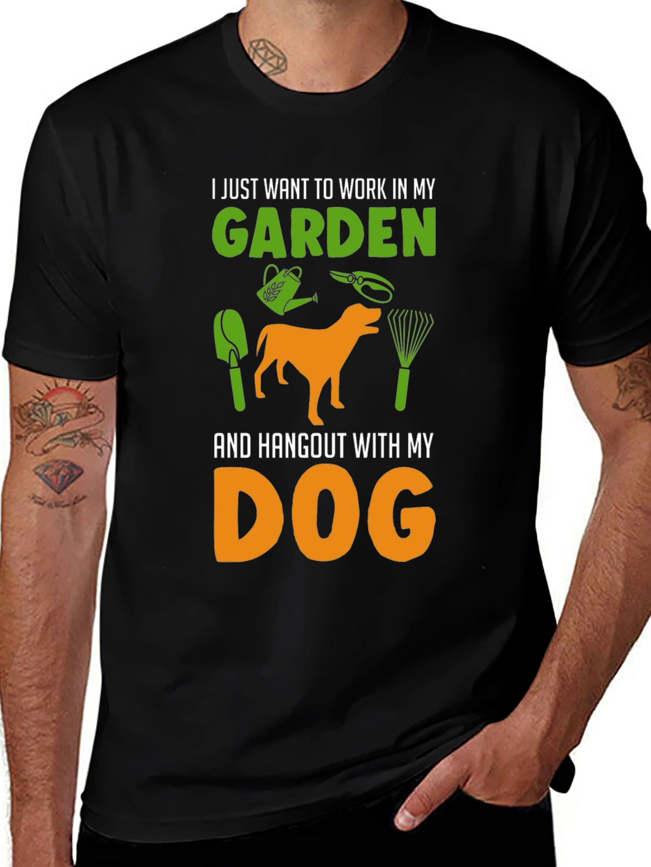 Variant 21 of Gardening & Dog Lover T-Shirt - Black