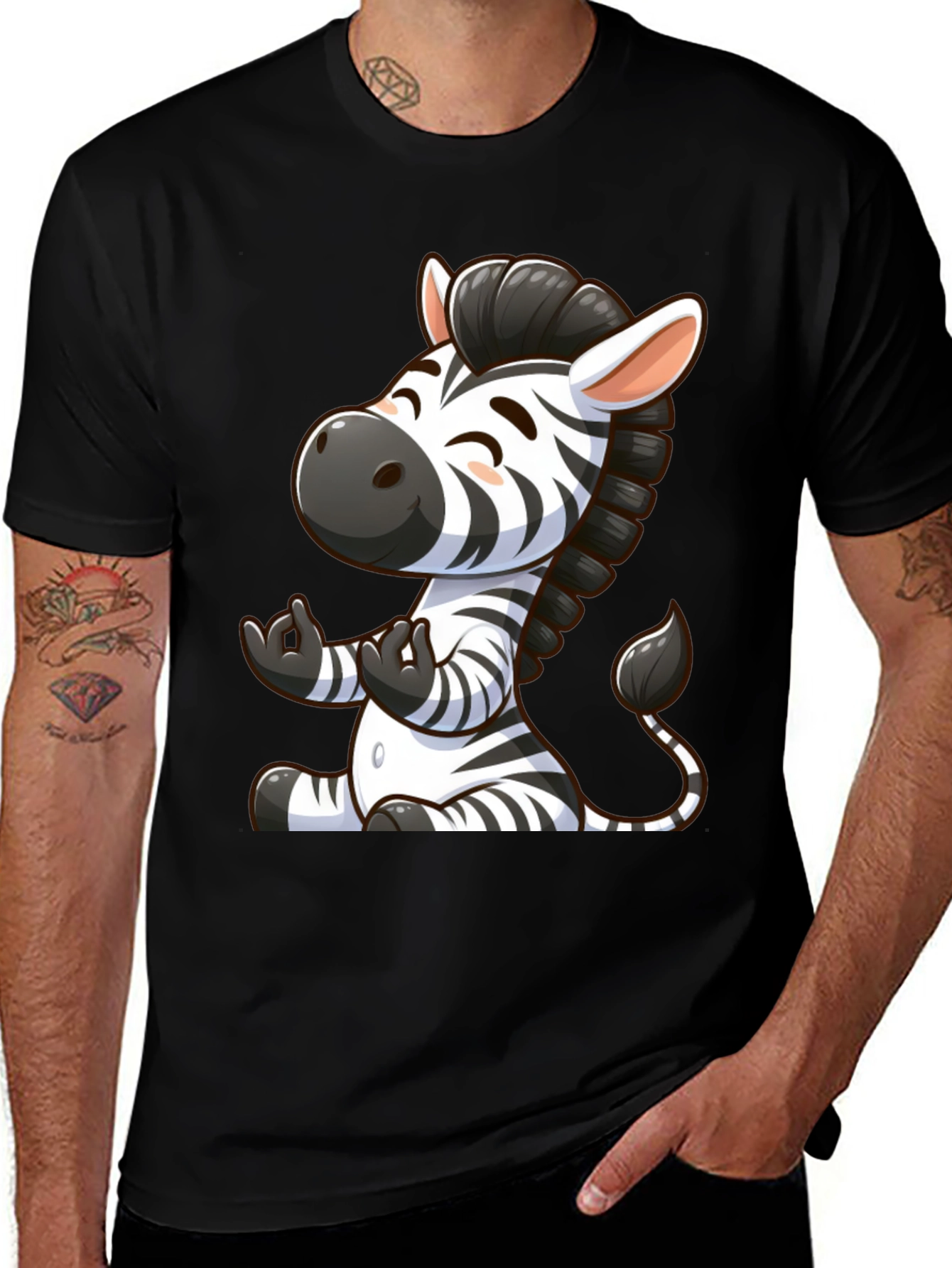 Variant 8 of Cute Zebra Graphic T-Shirt - Black