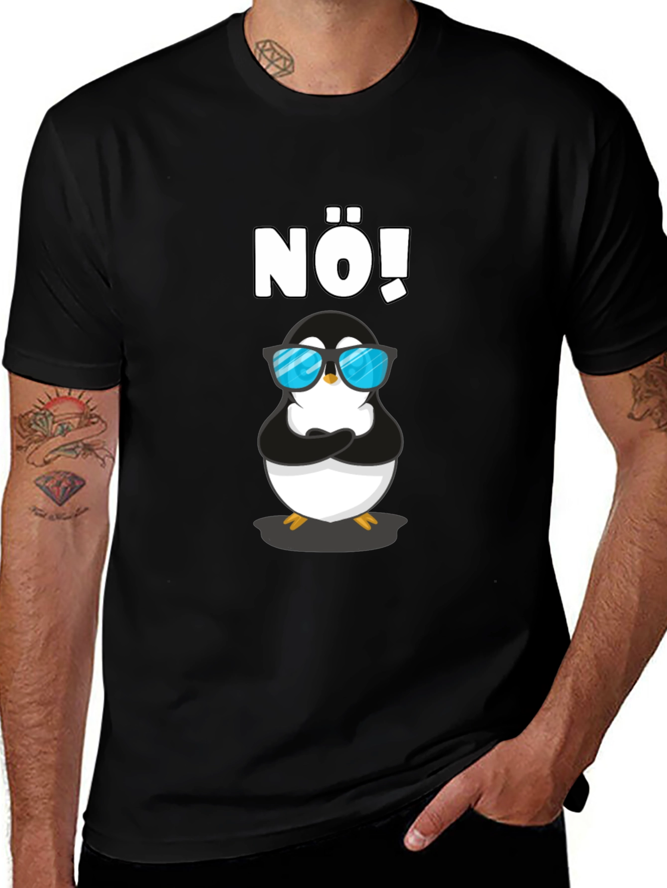 Variant 11 of Nö! Penguin T-Shirt - Cool Black Tee