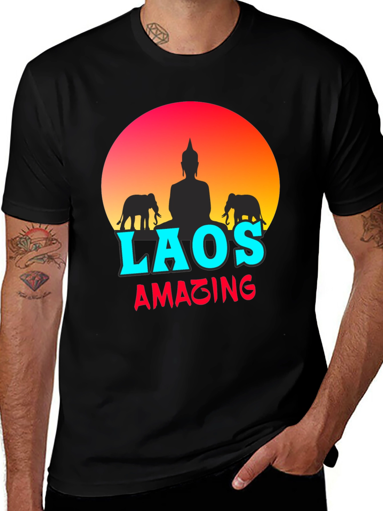 Laos Amazing T-Shirt - Buddha & Elephants