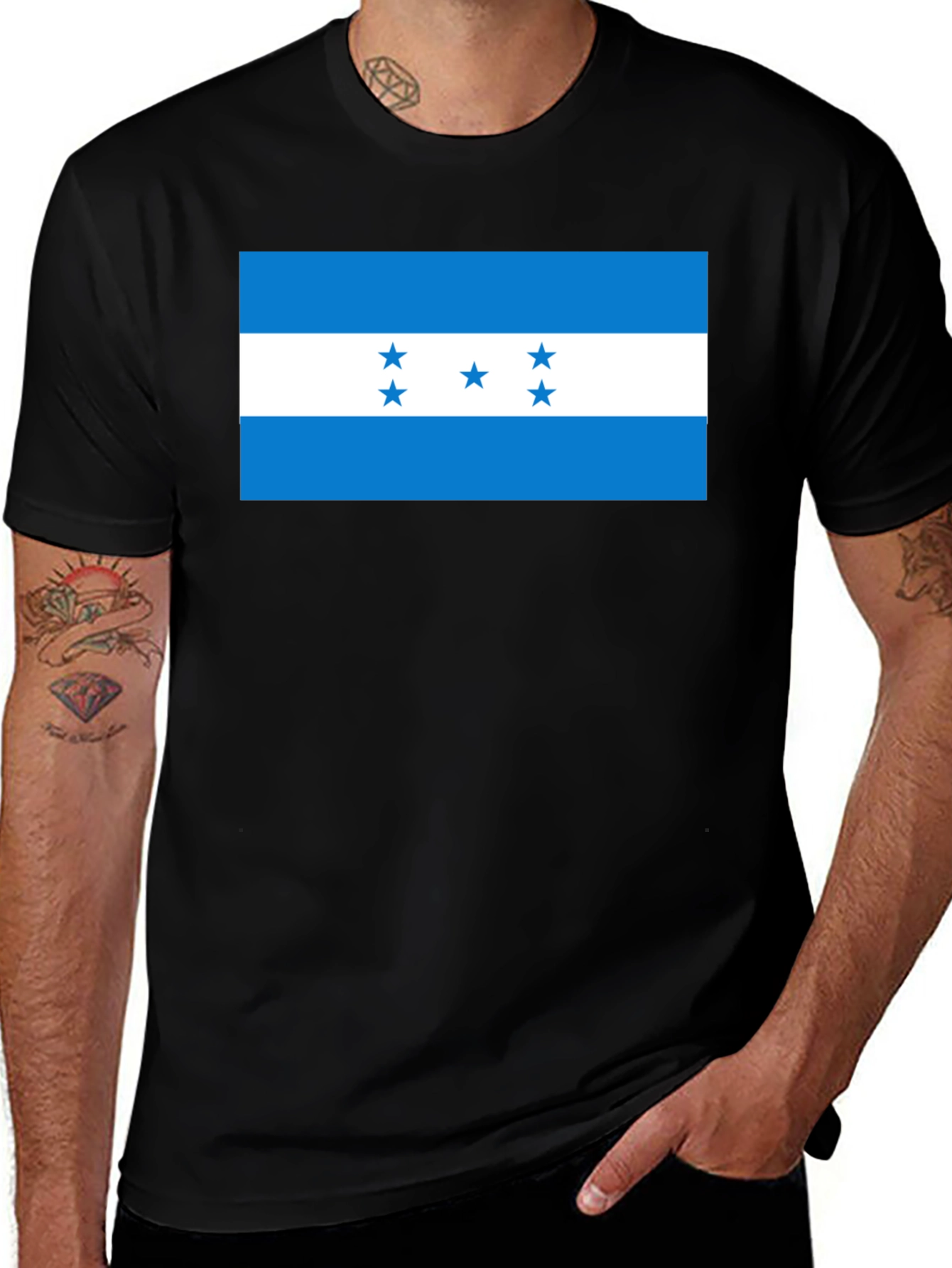 Honduras Flag Graphic Tee - Black T-Shirt