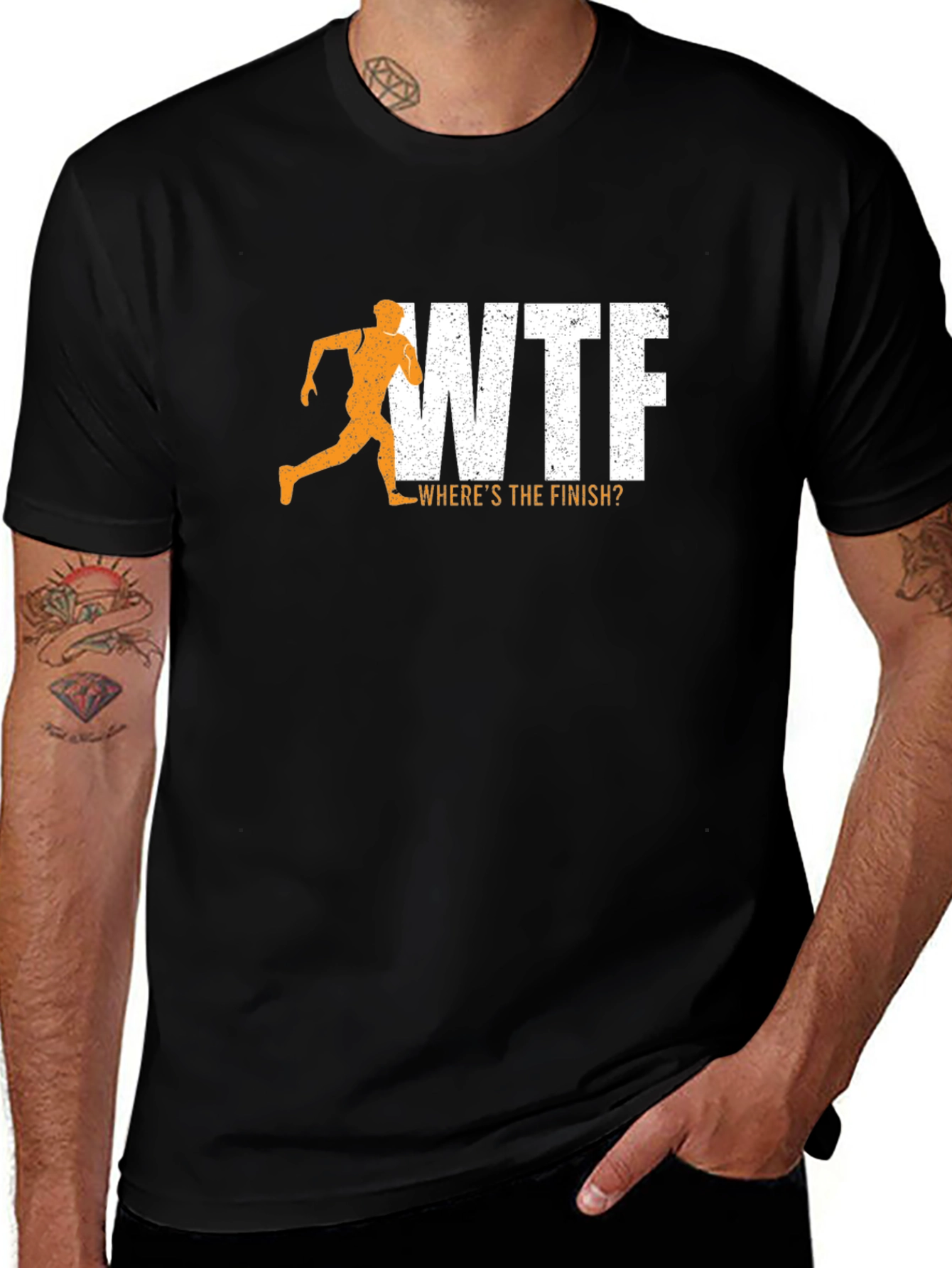 Variant 10 of WTF Where's The Finish? Men's Black Graphic Tee