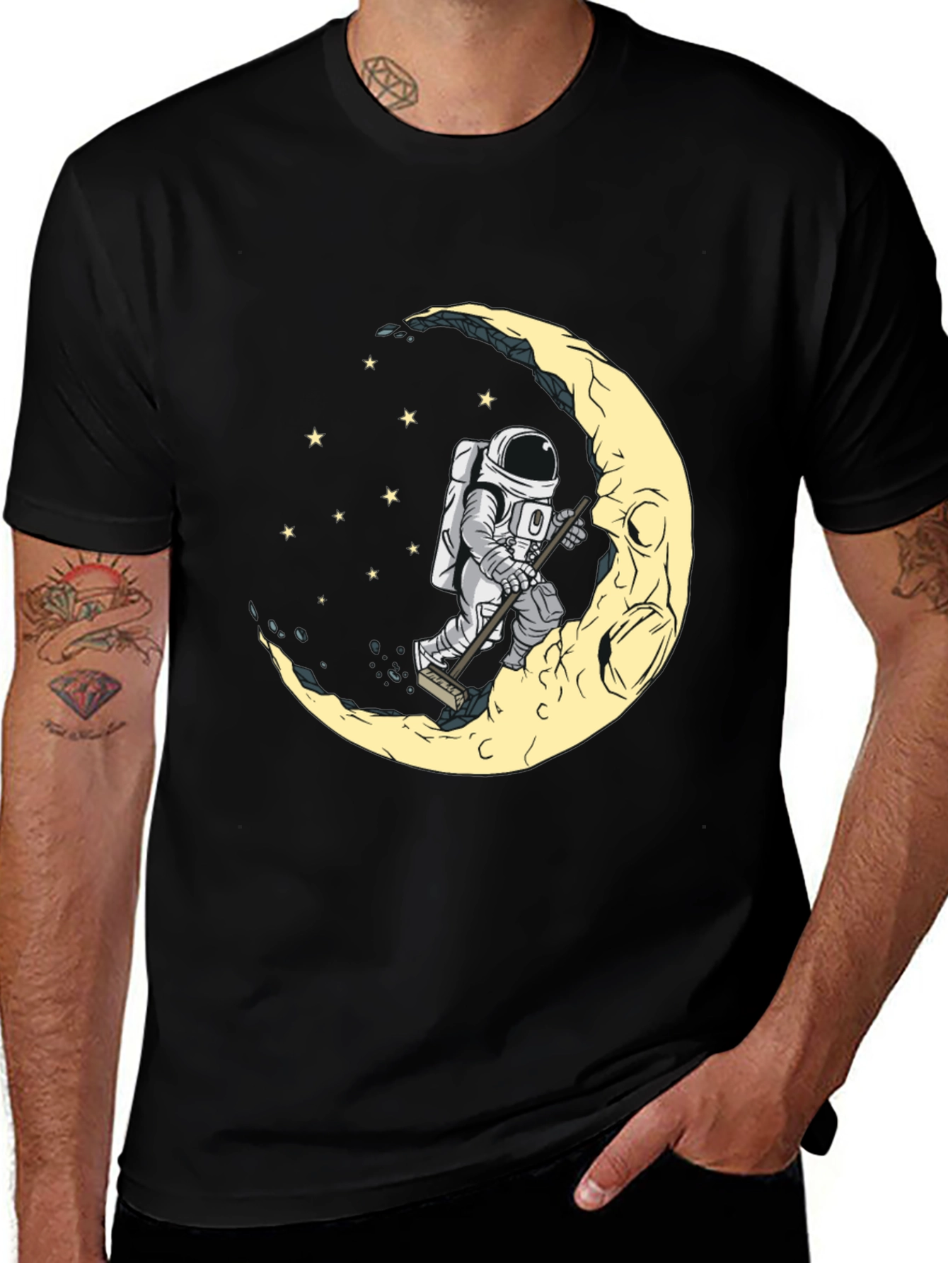 Astronaut Moon Cleaning Crew T-Shirt - Space Humor Tee