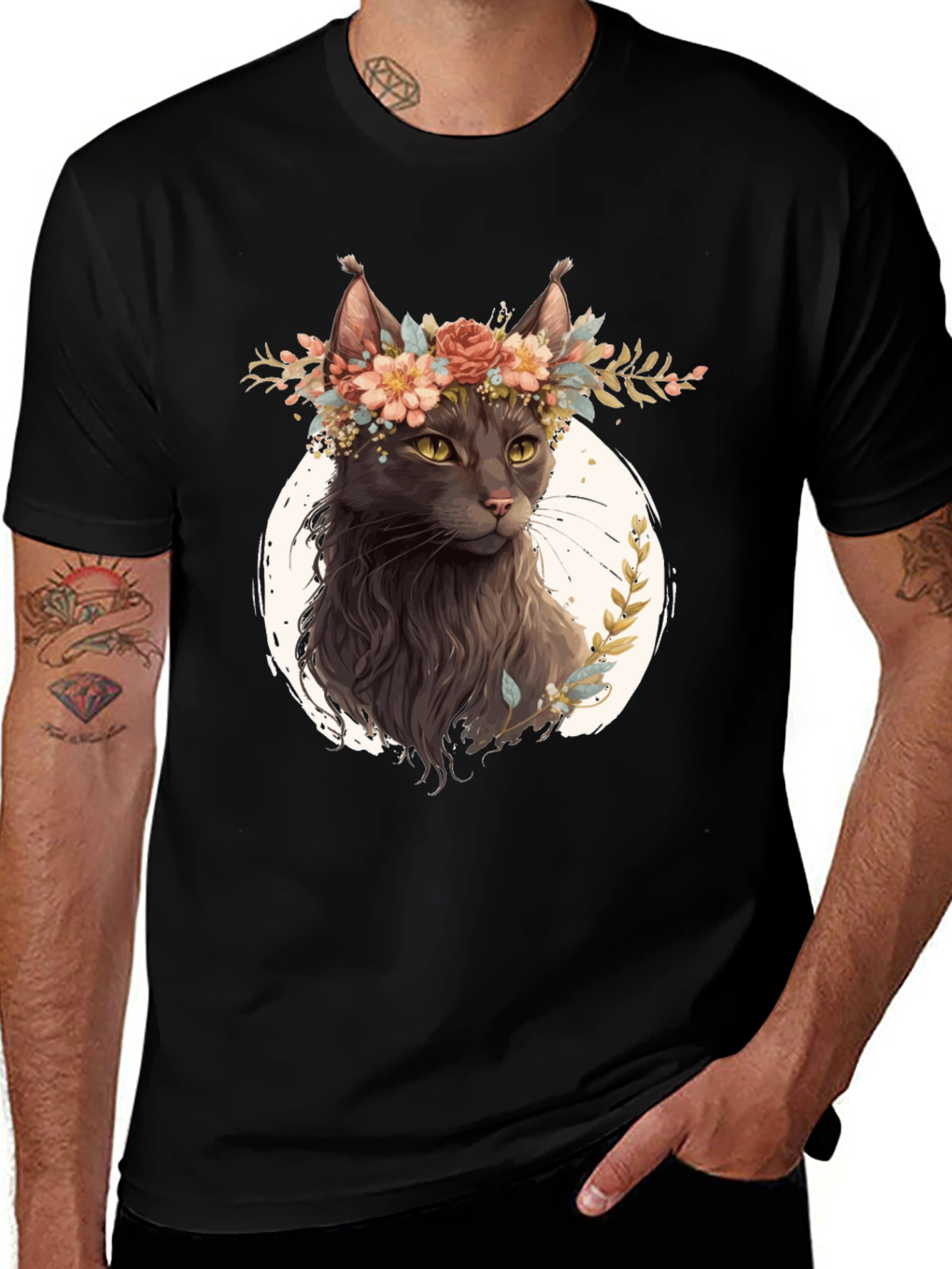 Variant 18 of Floral Crown Cat T-Shirt