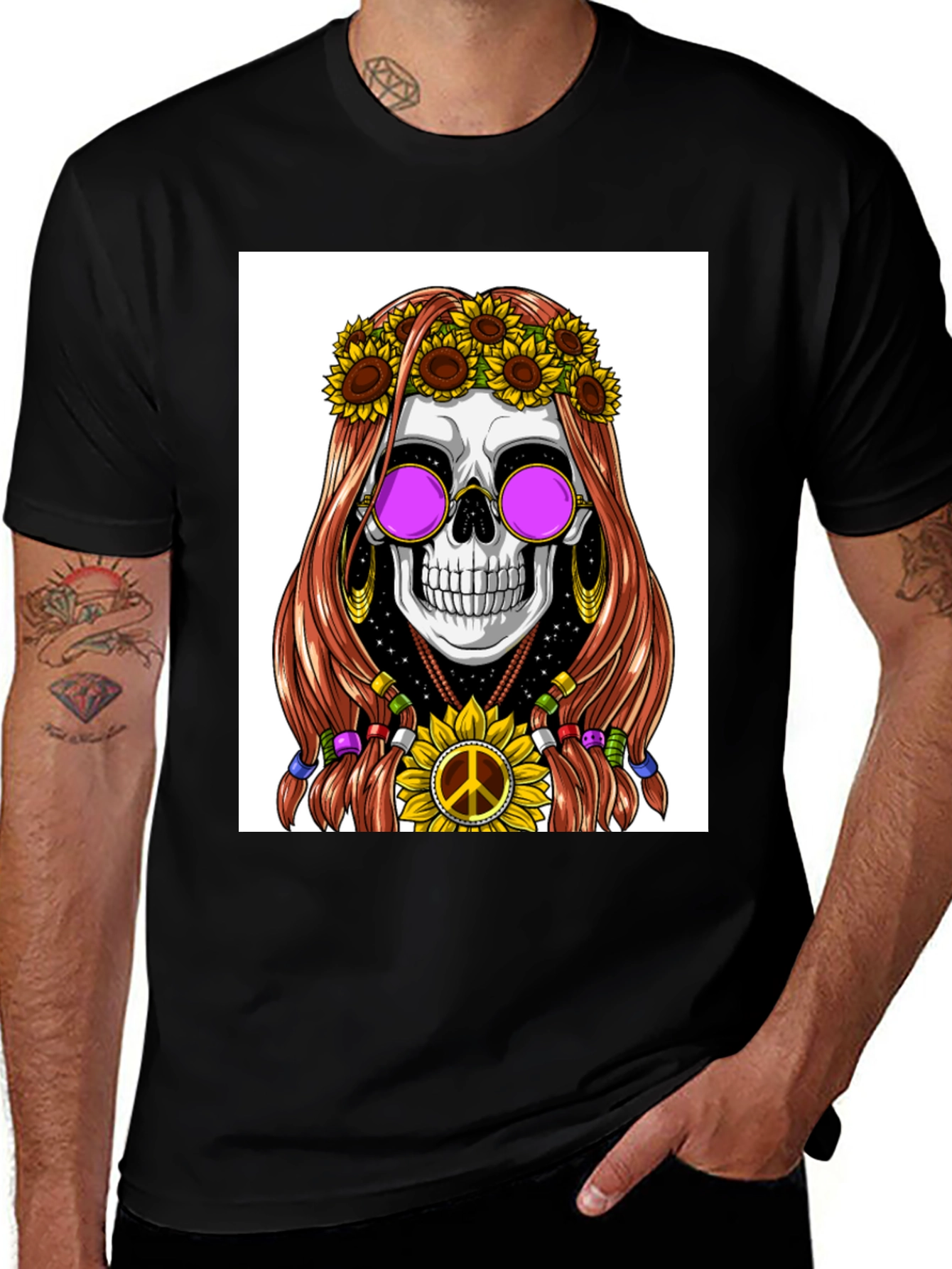 Variant 8 of Hippie Skull Graphic T-Shirt