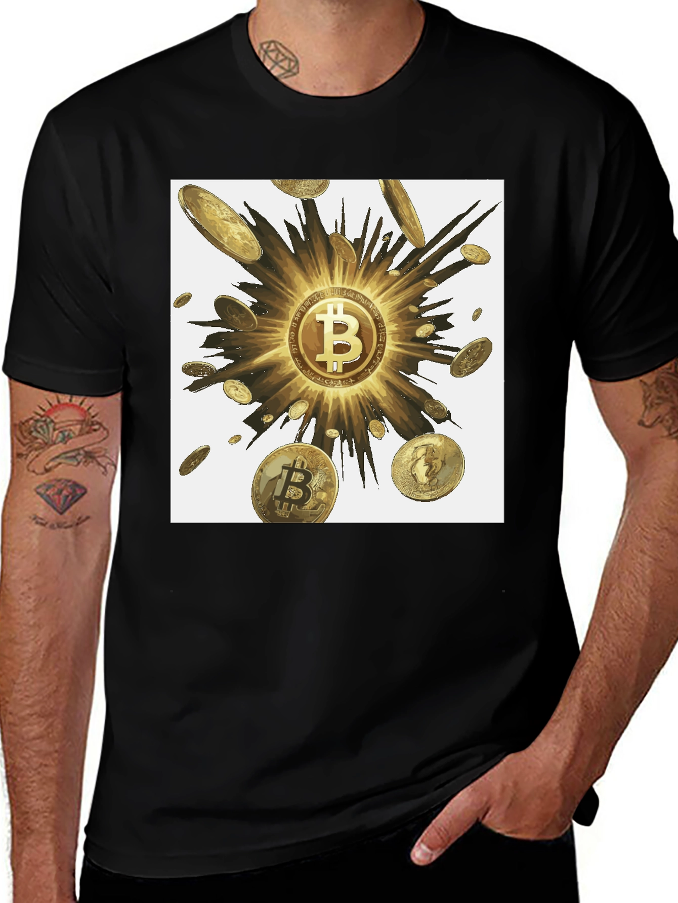 Bitcoin Burst Graphic T-Shirt - Black Crypto Tee