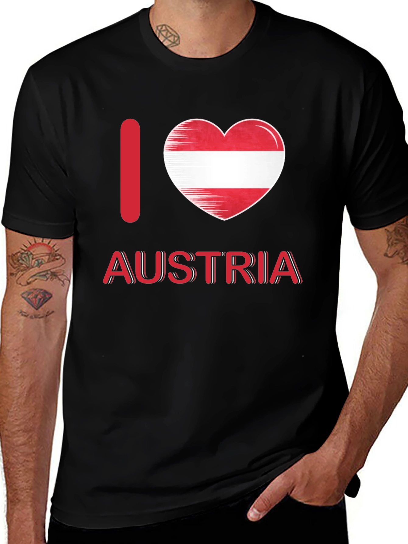 I Heart Austria T-Shirt - Black Cotton Tee