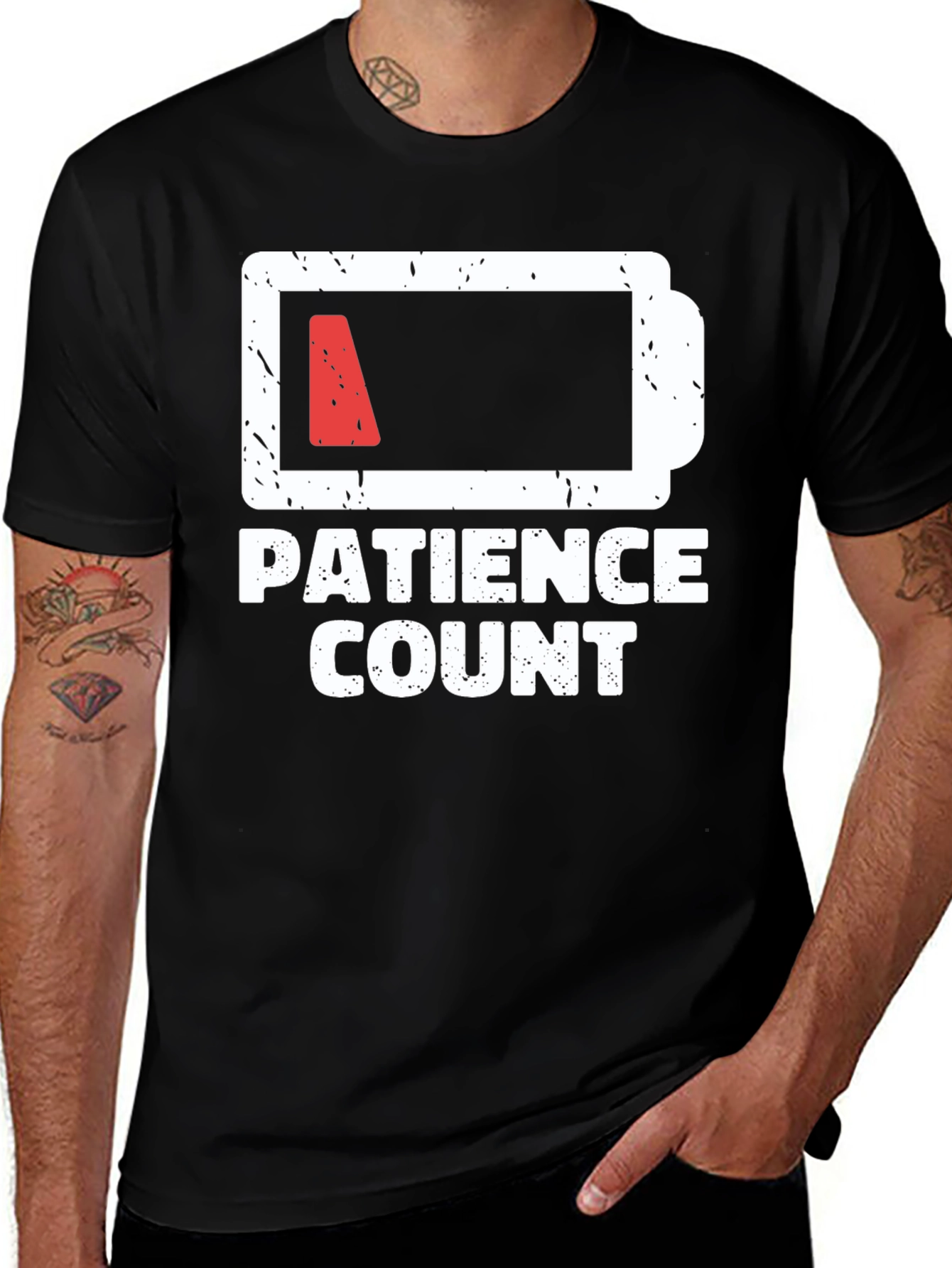 Variant 26 of Patience Count Low Battery Graphic T-Shirt