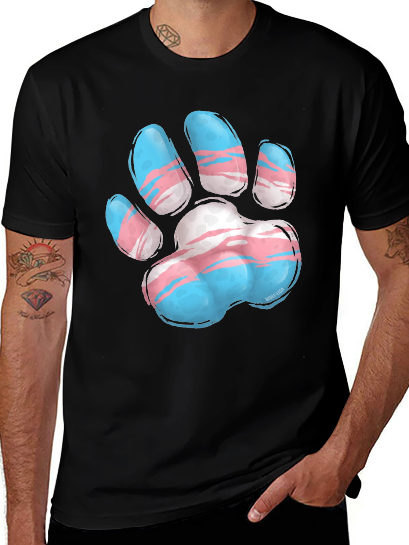 Variant 10 of Transgender Pride Paw Print T-Shirt - Unisex