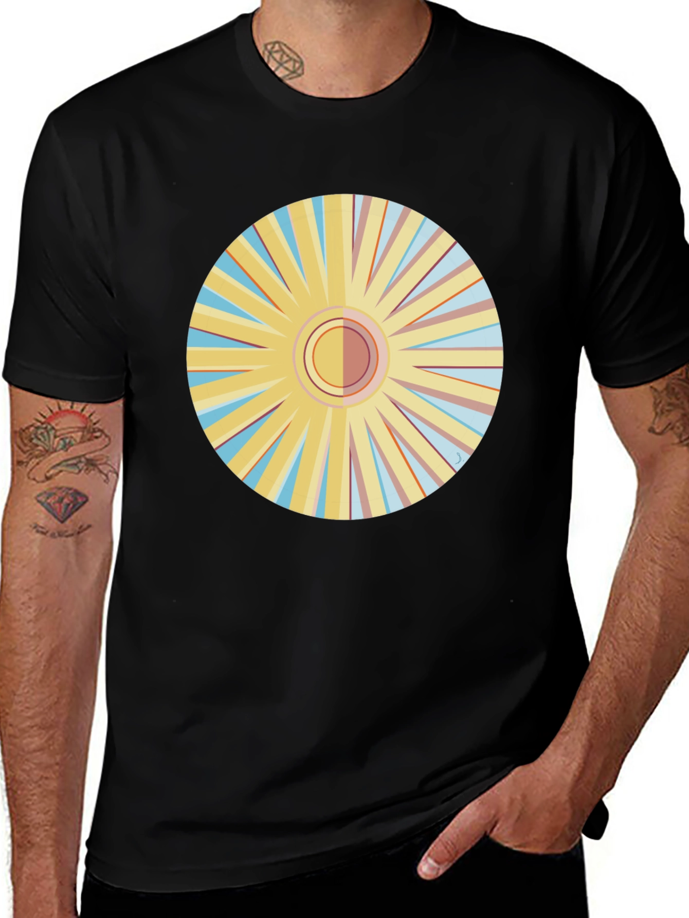 Variant 4 of Retro Sunburst Graphic Tee - Stylish Comfort