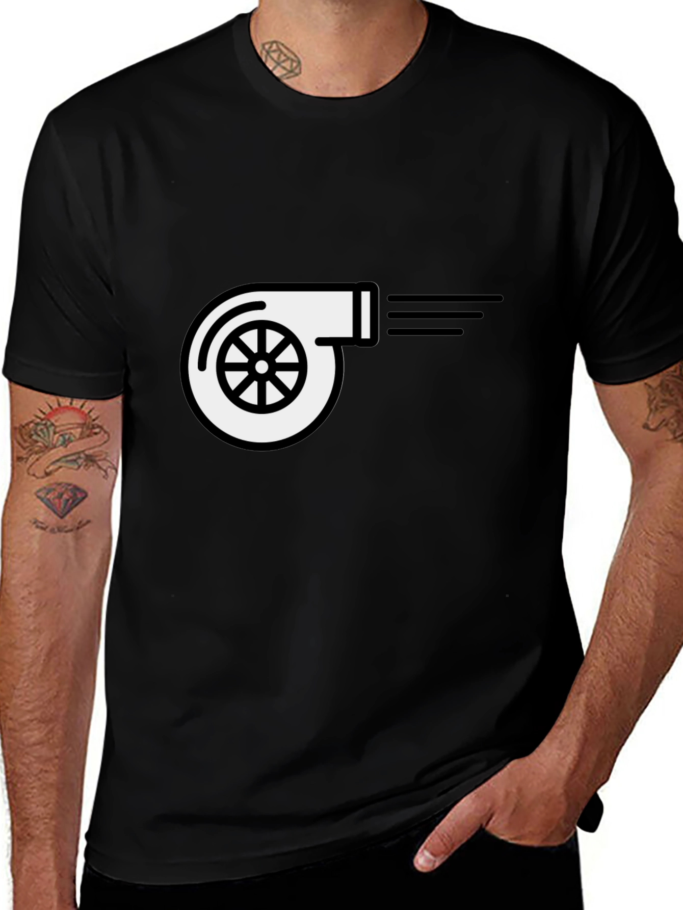 Variant 18 of Turbocharger T-Shirt - Black Cotton Blend