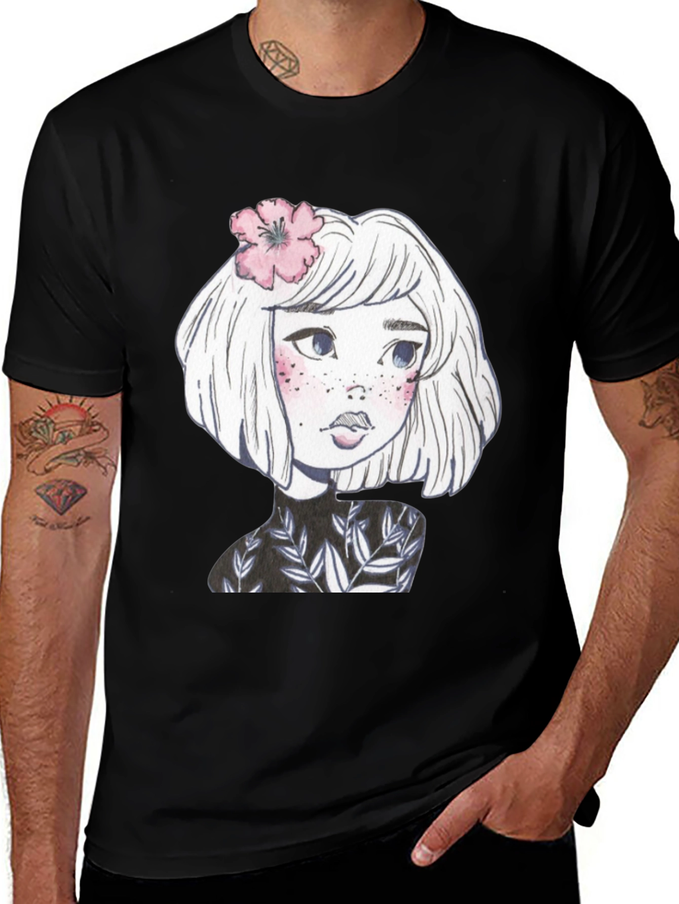 Variant 30 of Anime Girl Black T-Shirt