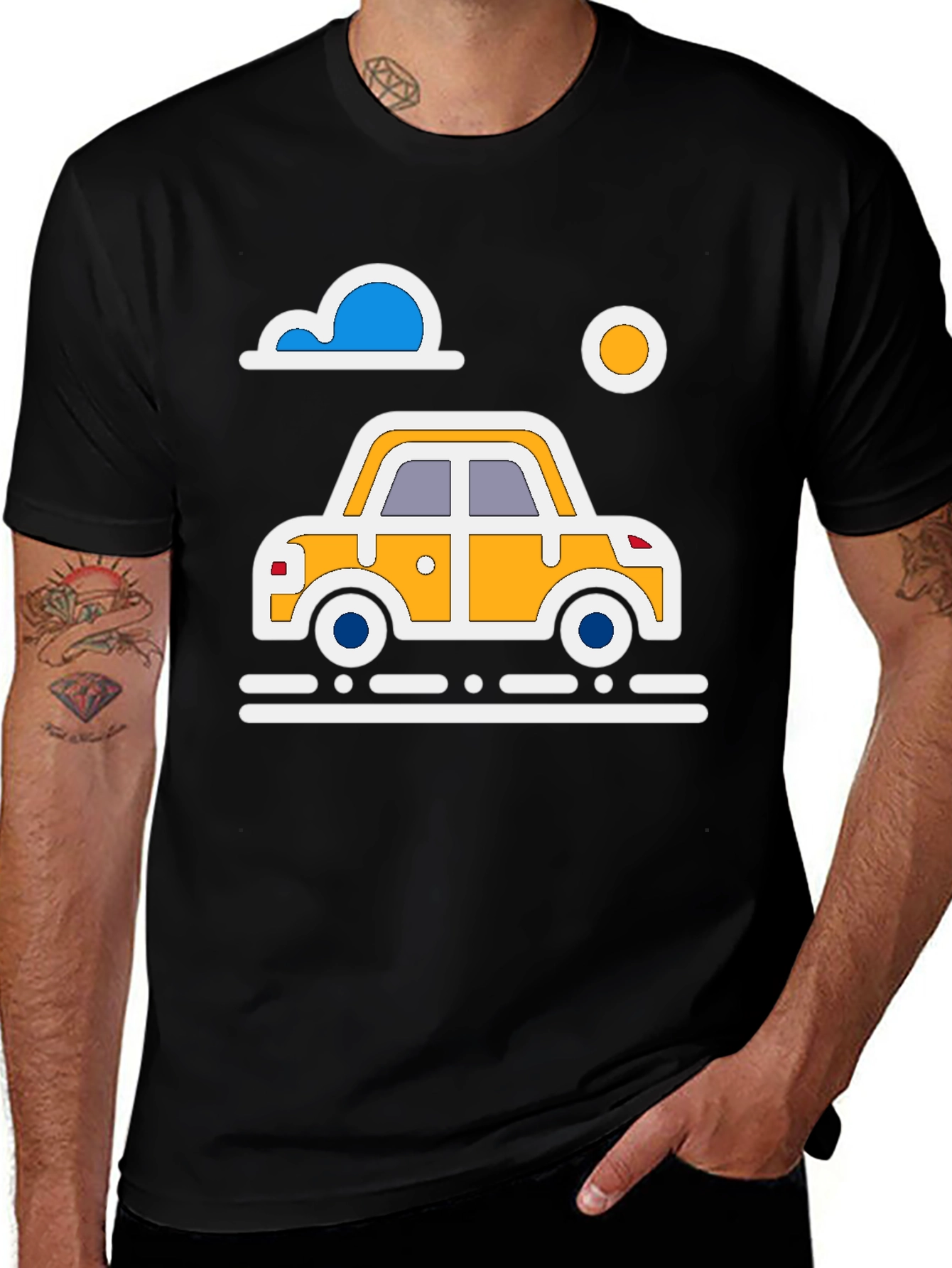 Fun Car Graphic T-Shirt - Black Cotton Tee