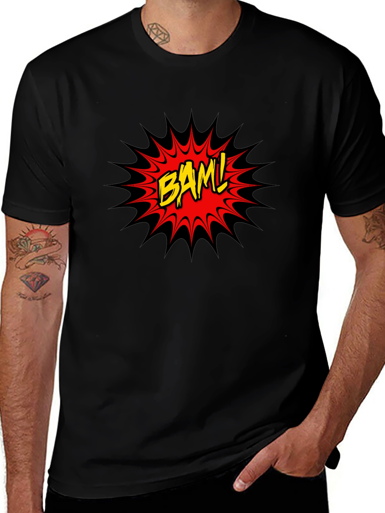 BAM! Comic Style Graphic Tee - Black