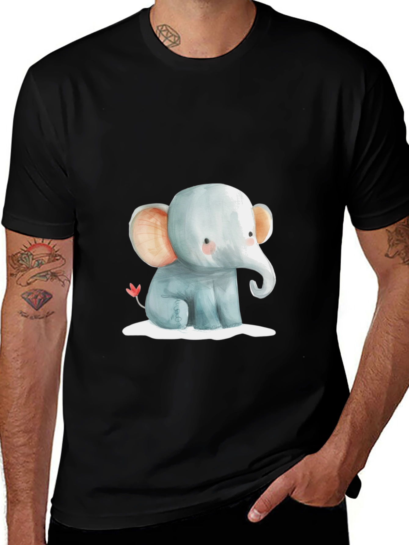 Variant 4 of Cute Elephant Graphic Tee - Soft Cotton Blend